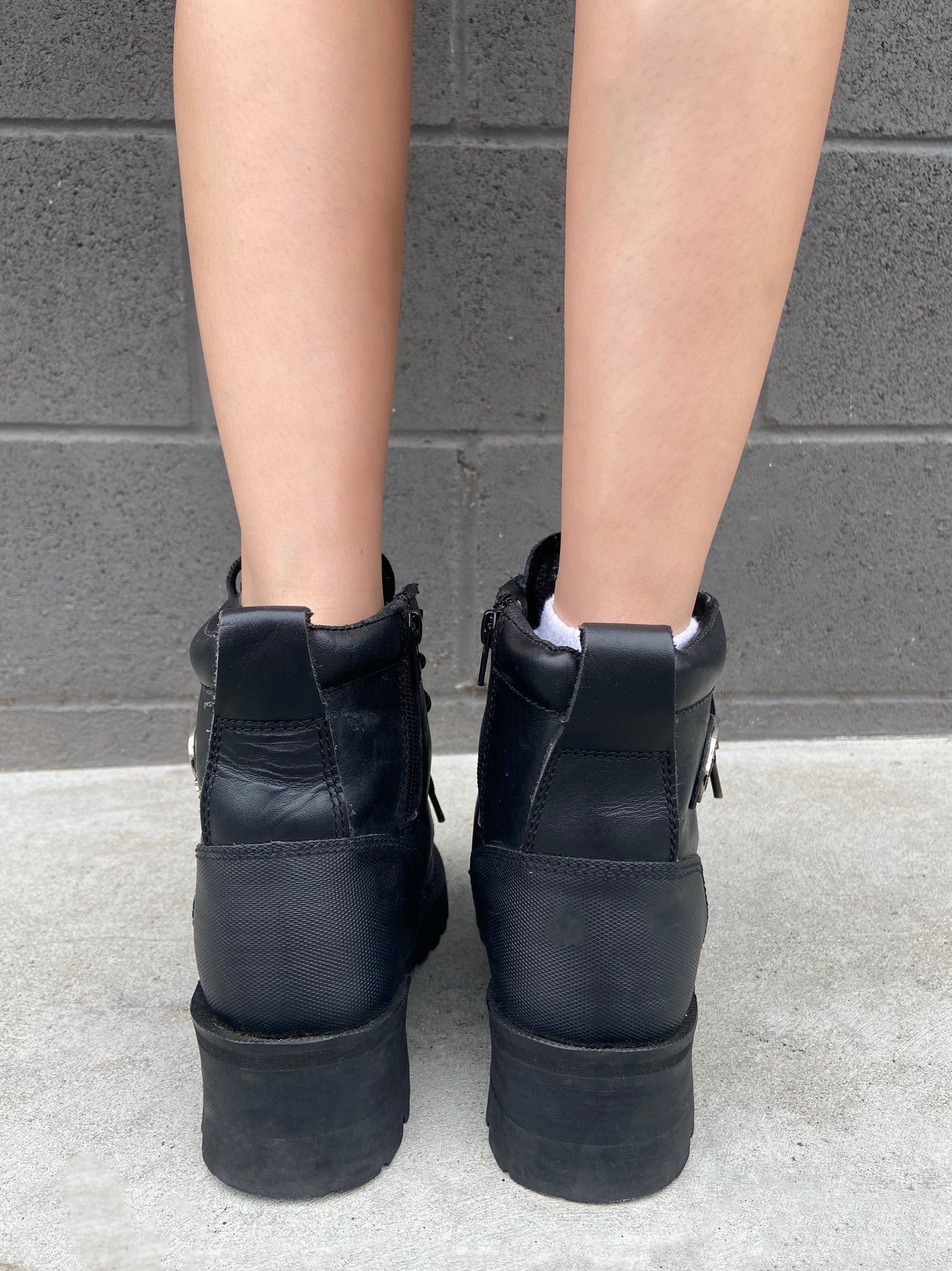 Black Platform Combat Boots - 7/8