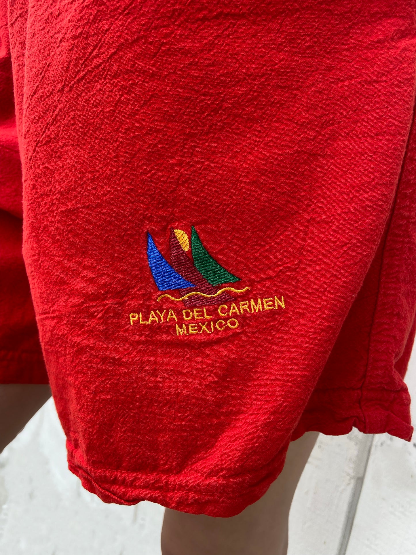Red Playa del Carmen Casual Shorts - 26"