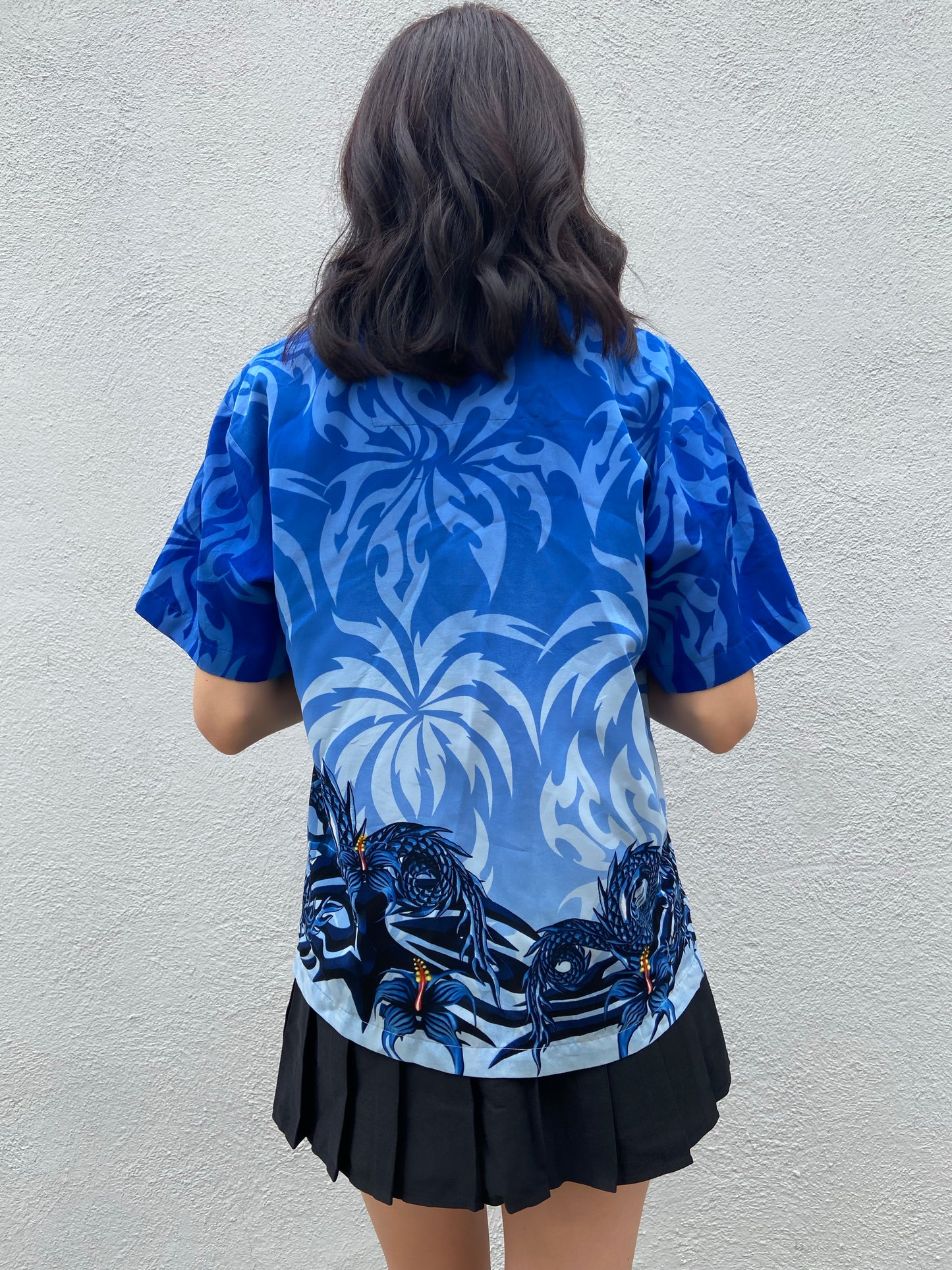 Blue Y2K Button Up Top