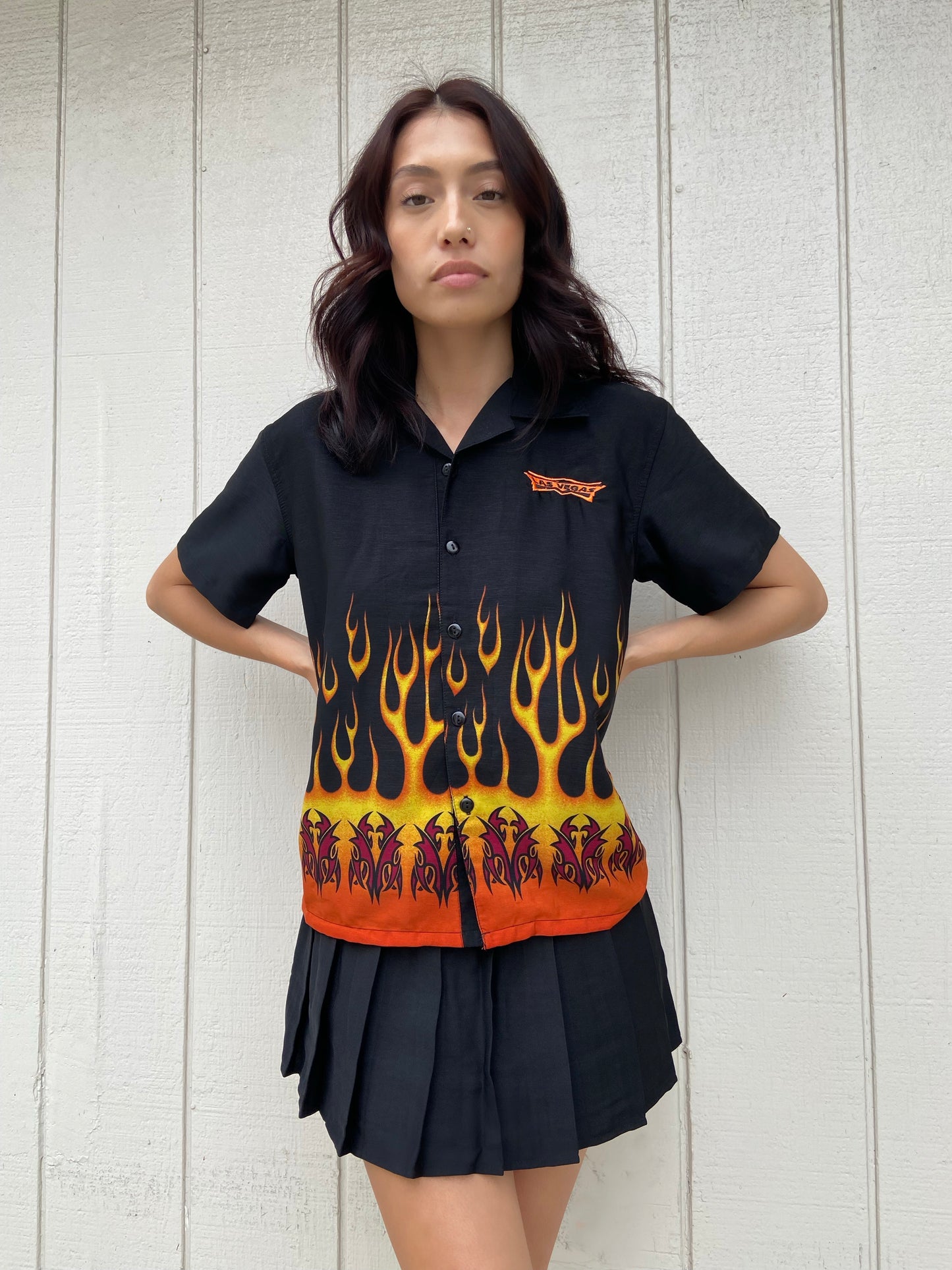 Flame Y2K Button Up Top