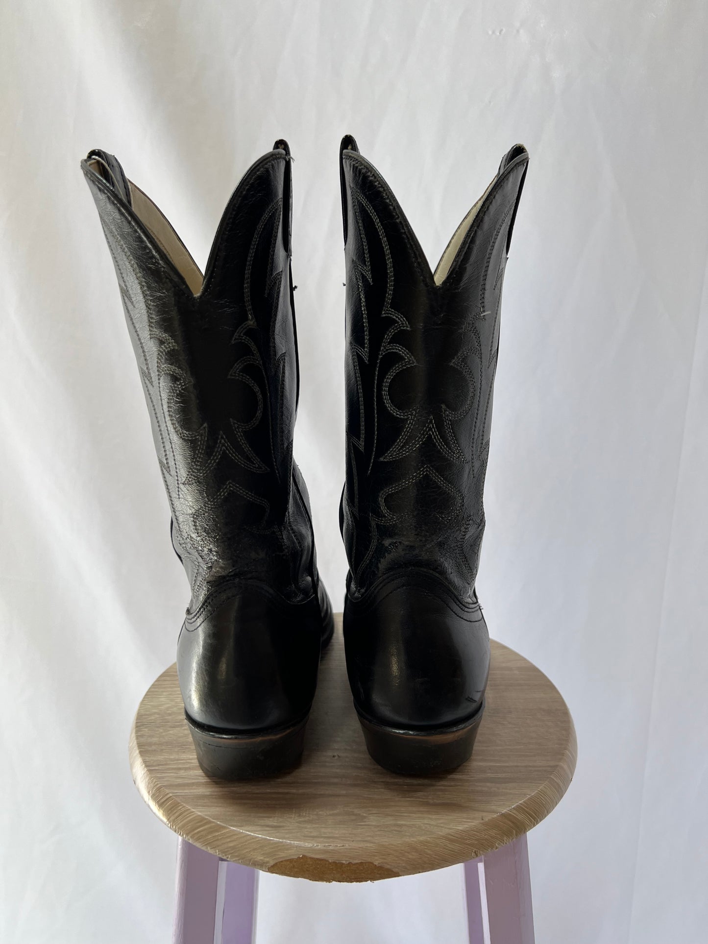 Black Leather Cowboy Boots - 8.5/9