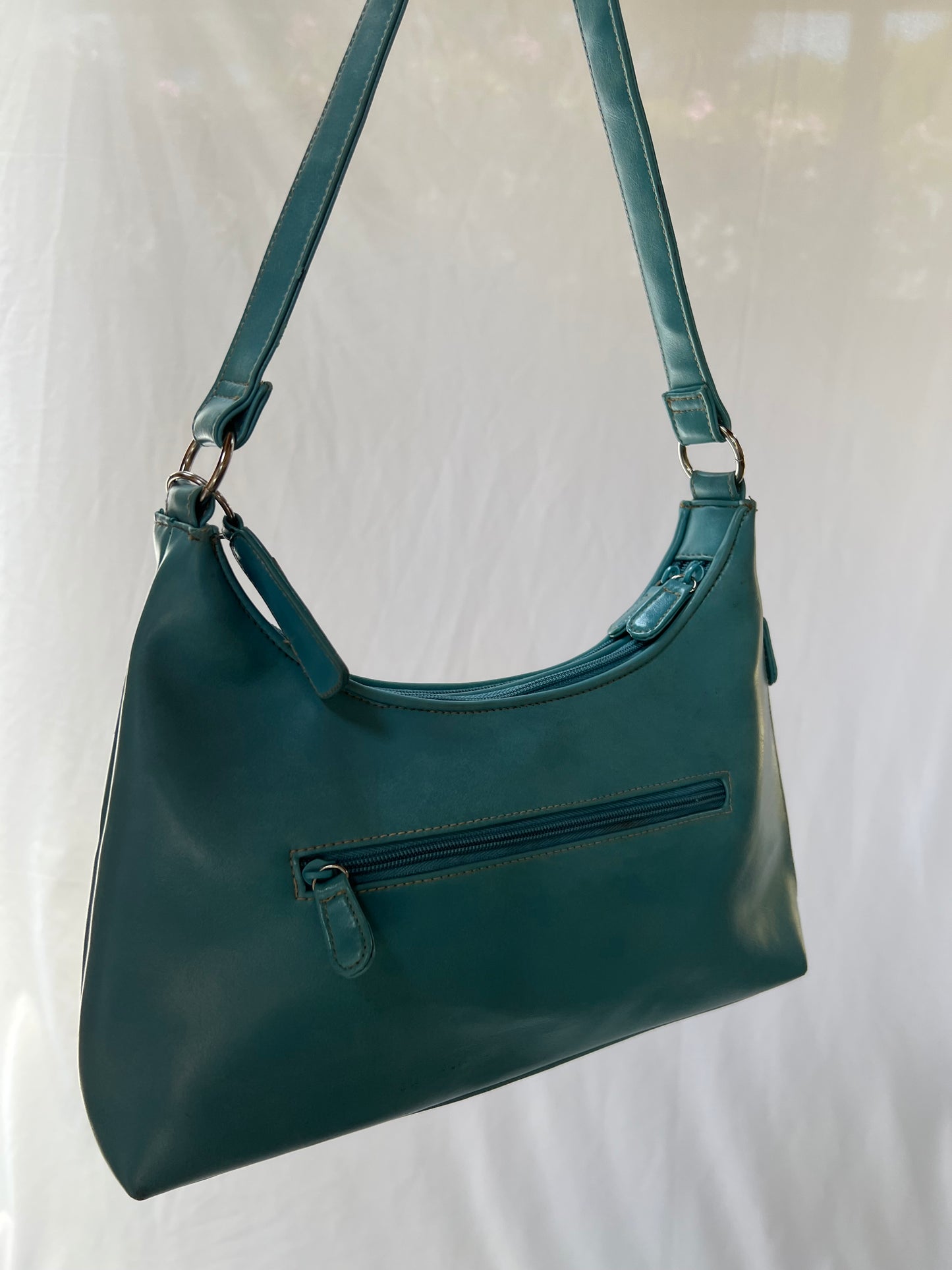 Blue Leather Buckle Handbag