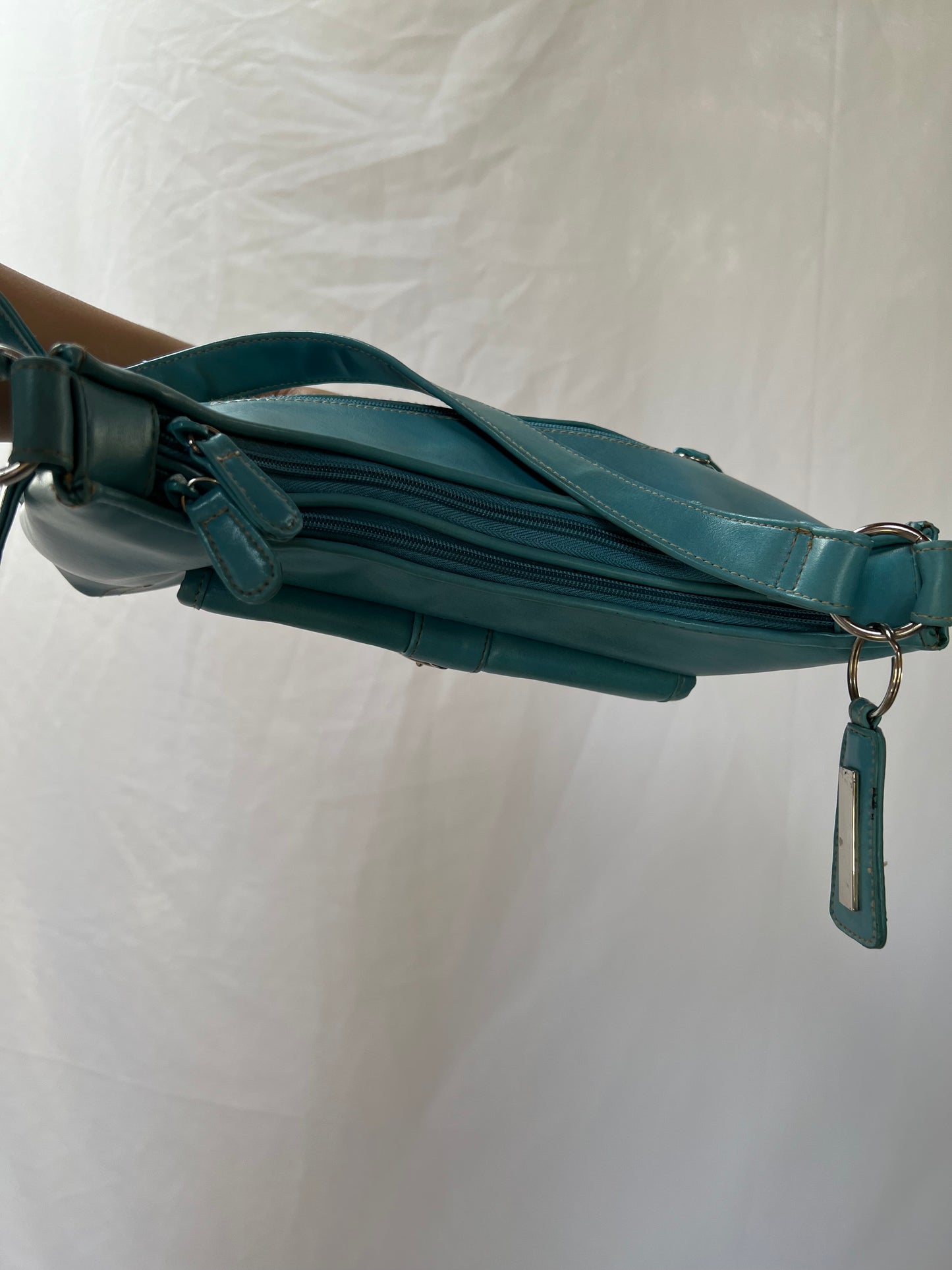 Blue Leather Buckle Handbag