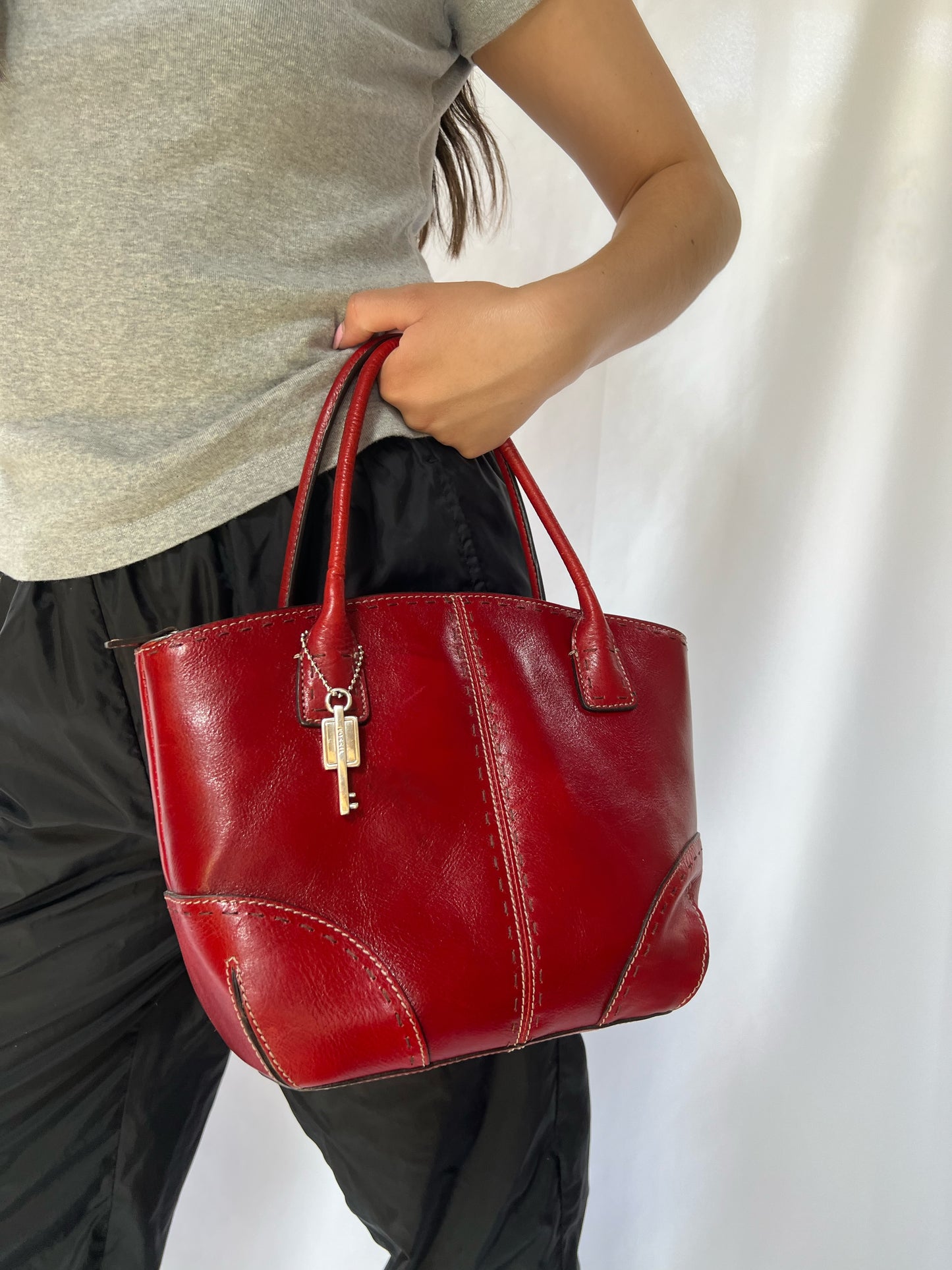Red Leather Fossil Handbag