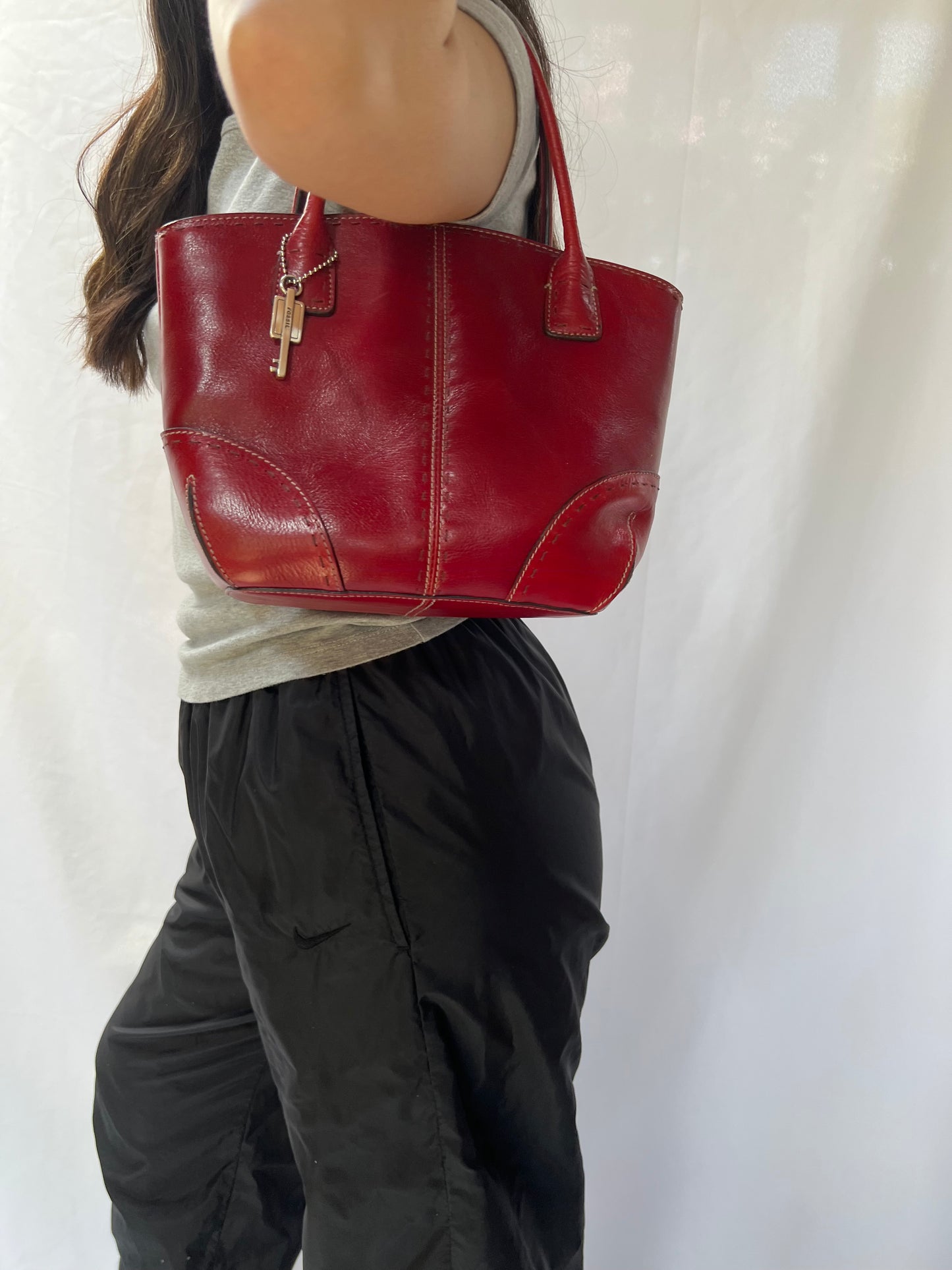 Red Leather Fossil Handbag
