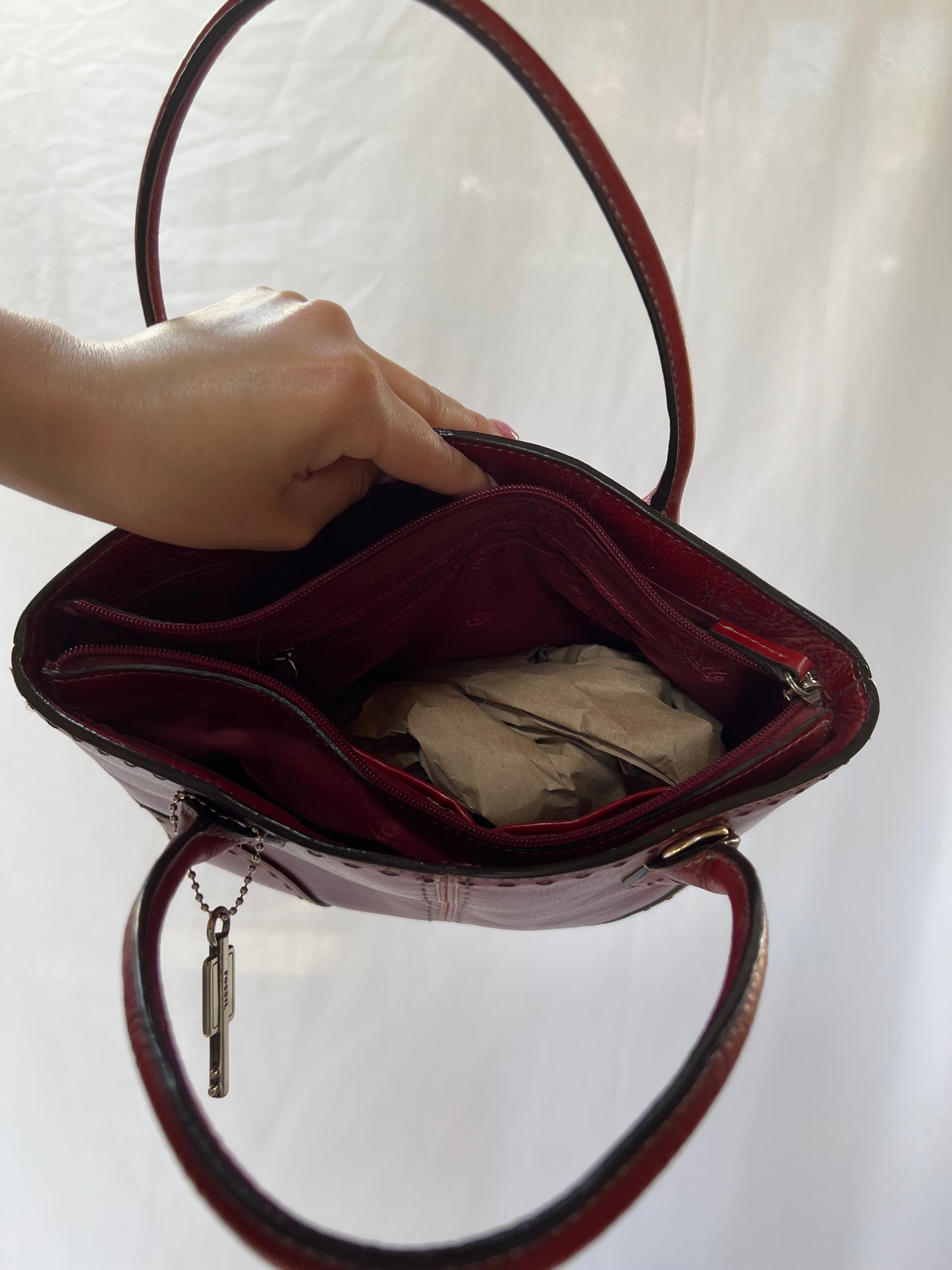 Red Leather Fossil Handbag