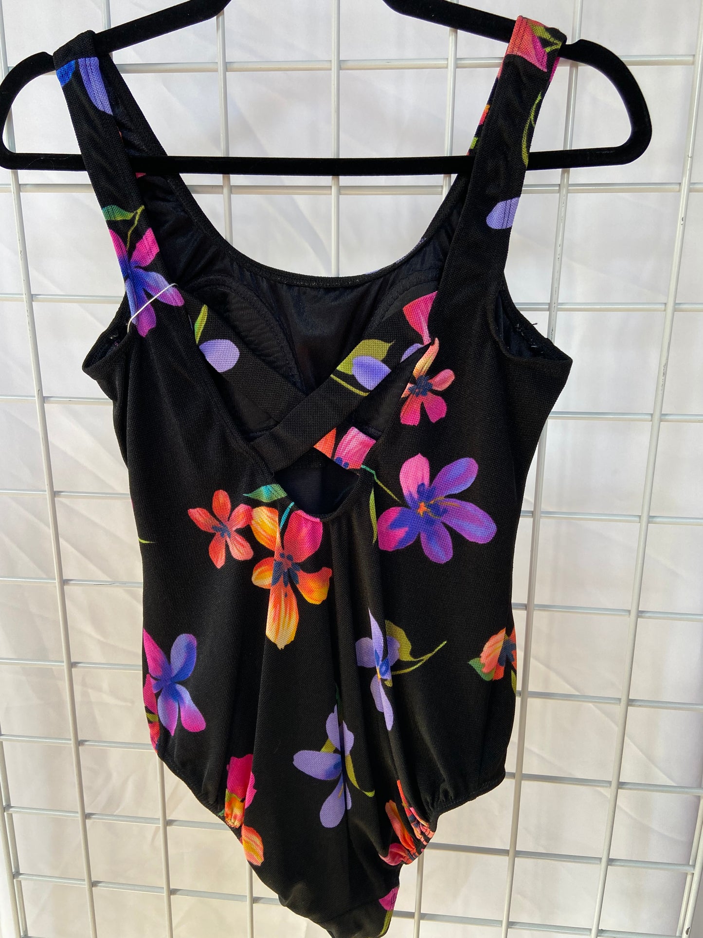 Black Floral One-Piece Swimsuit - S/M