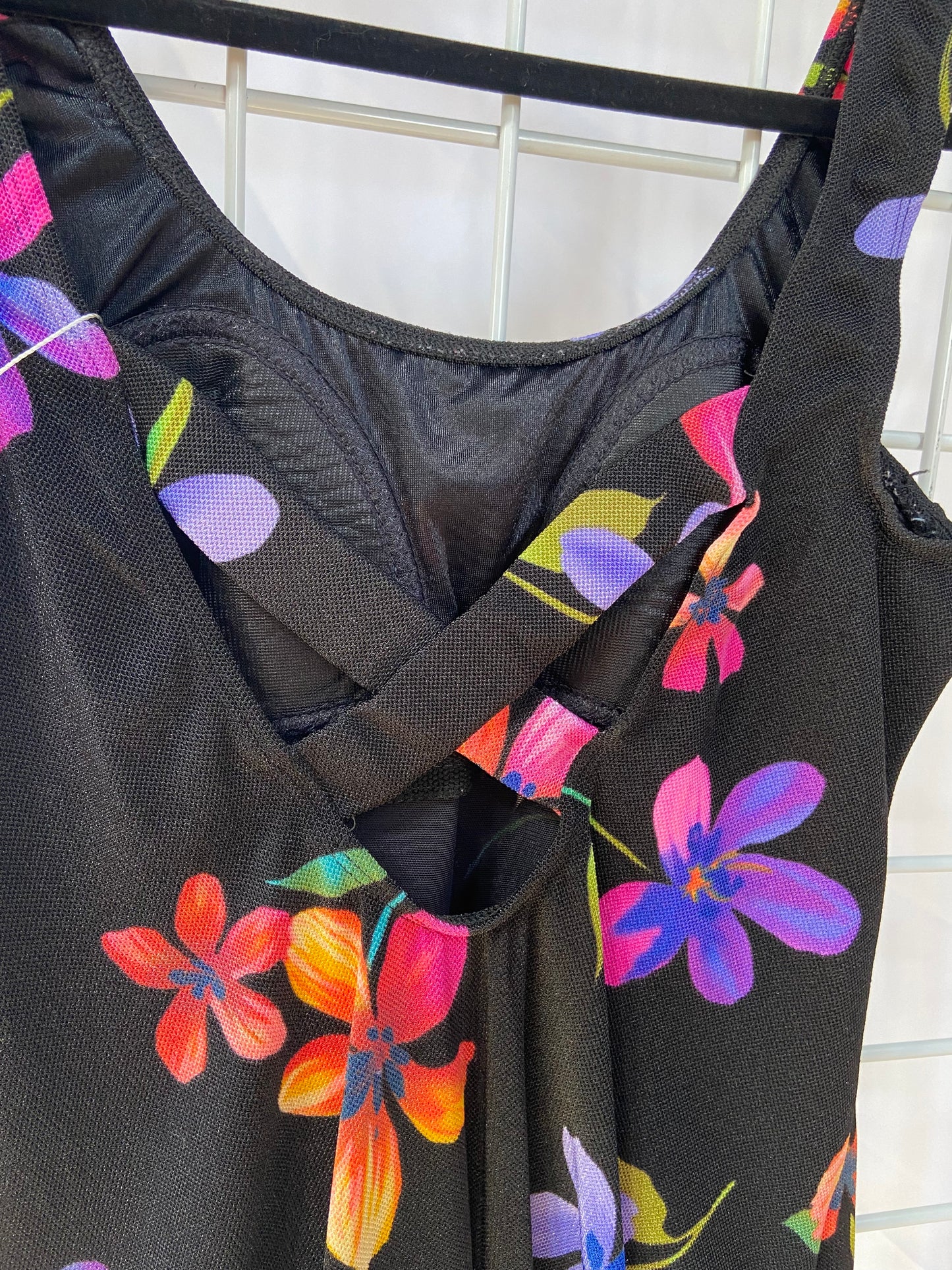 Black Floral One-Piece Swimsuit - S/M
