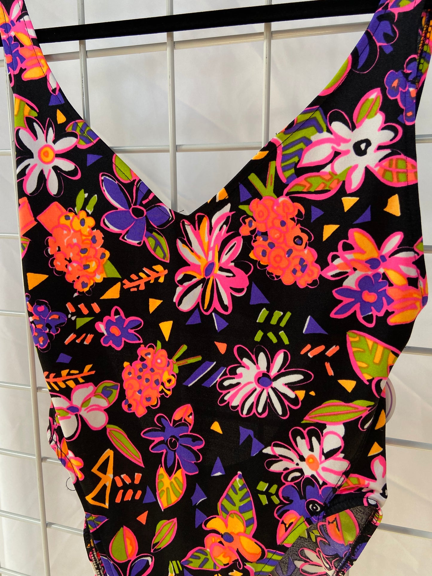 Black Printed One-Piece Swimsuit - S/M