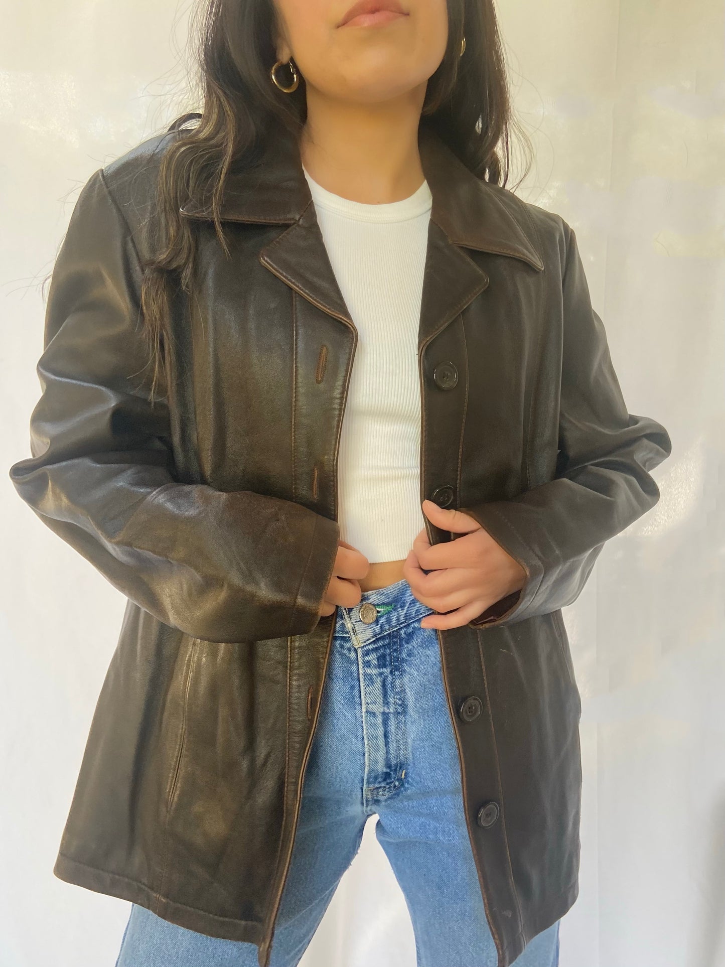 Brown Leather Jacket - L