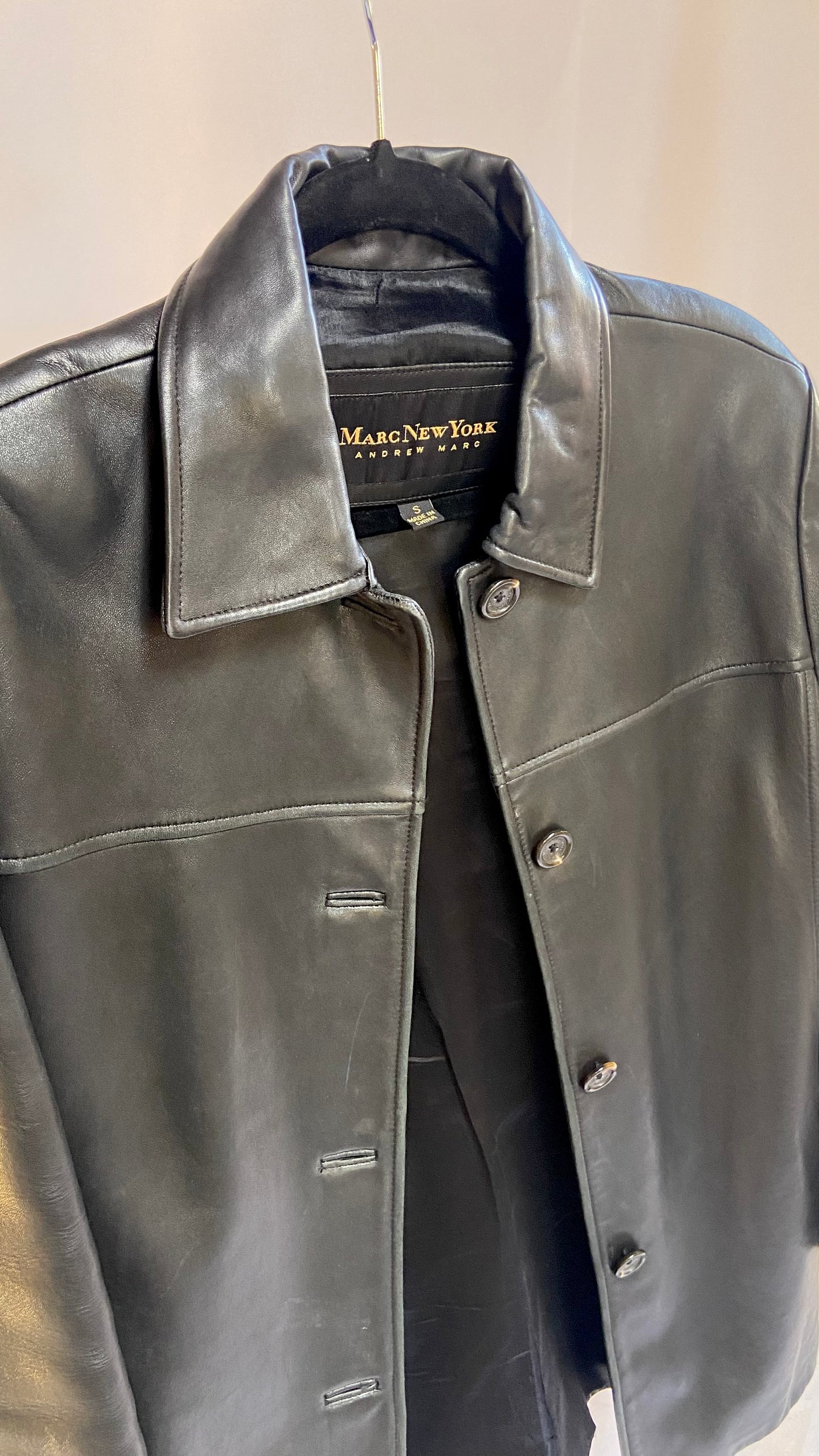 Black Marc New York Leather Jacket - Small