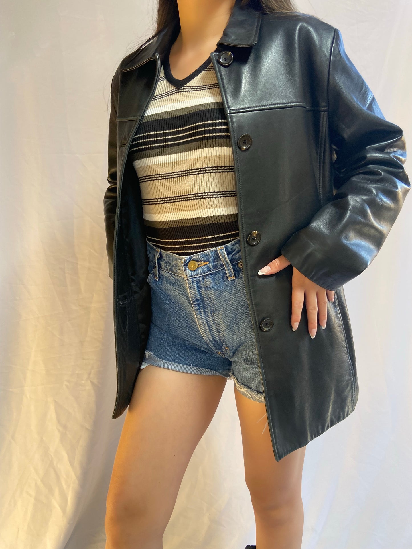 Black Marc New York Leather Jacket - Small