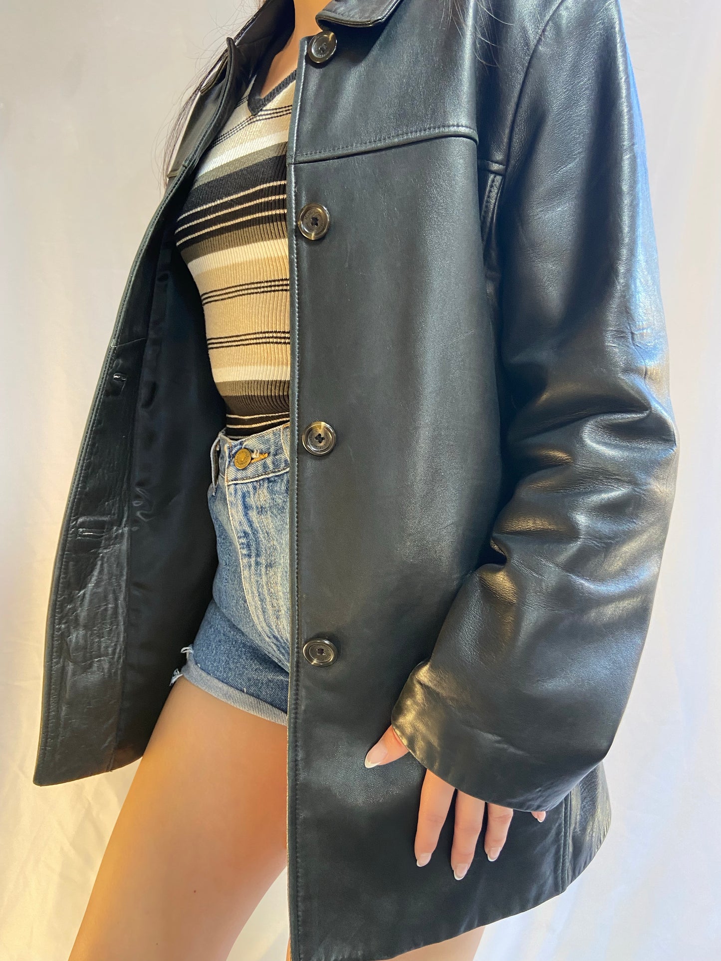 Black Marc New York Leather Jacket - Small