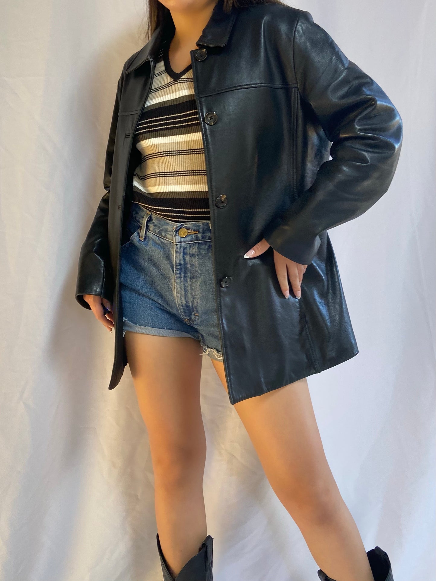 Black Marc New York Leather Jacket - Small