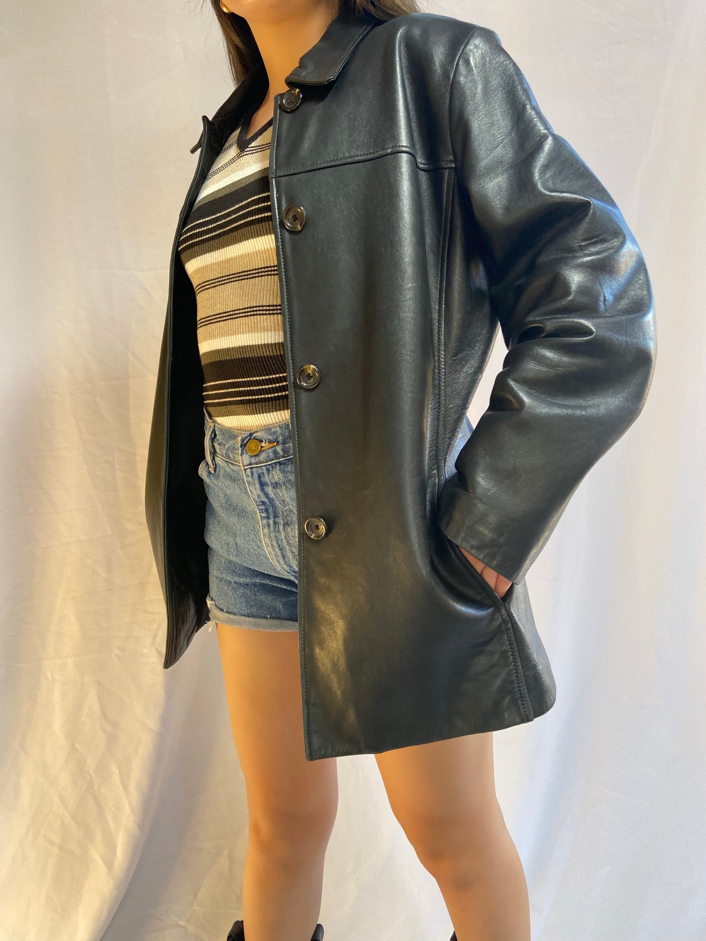 Black Marc New York Leather Jacket - Small