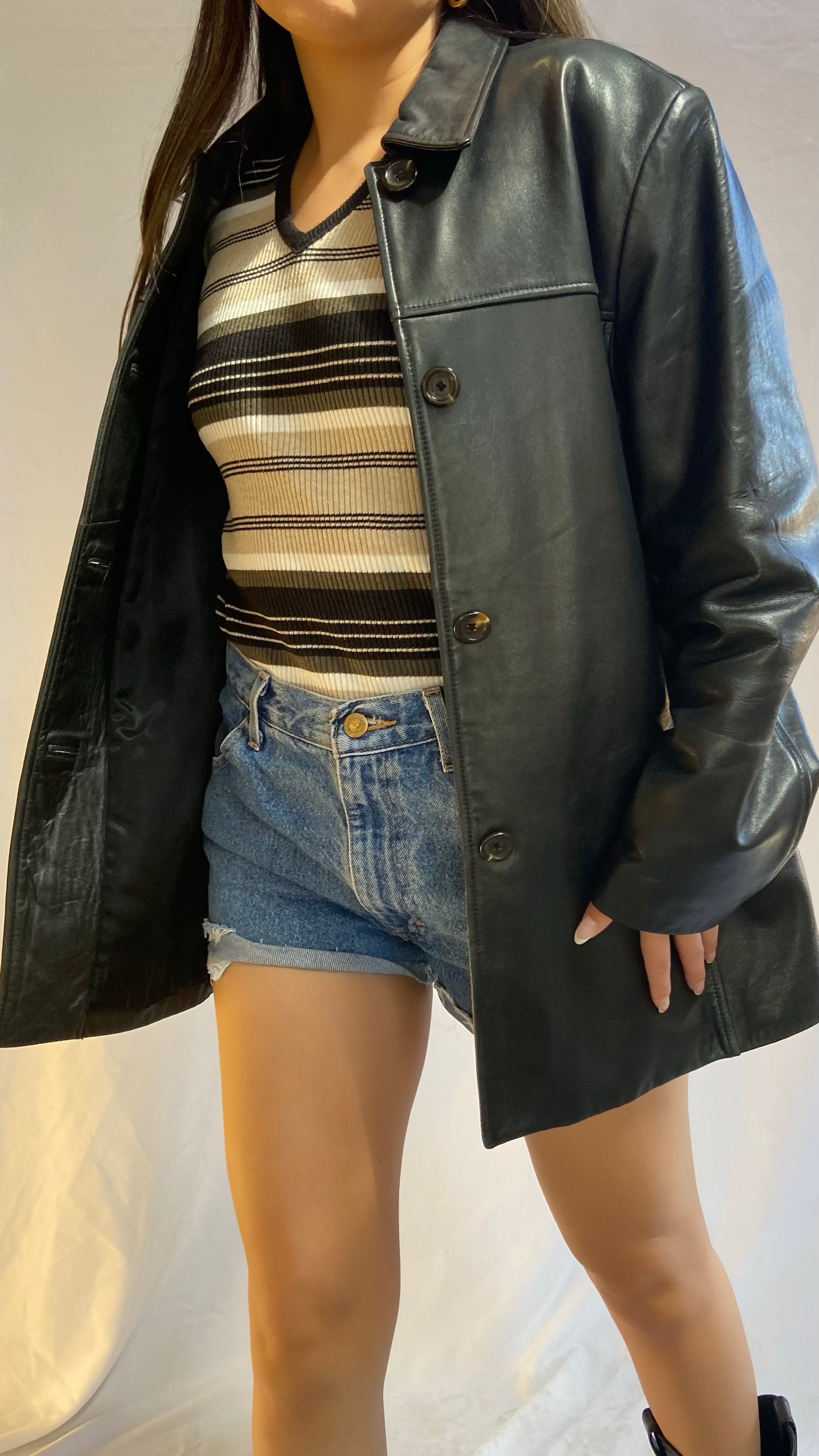 Black Marc New York Leather Jacket - Small