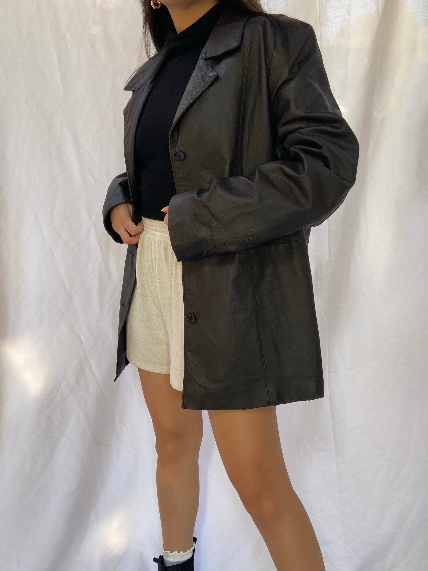Brown Dialogue Leather Jacket - Large