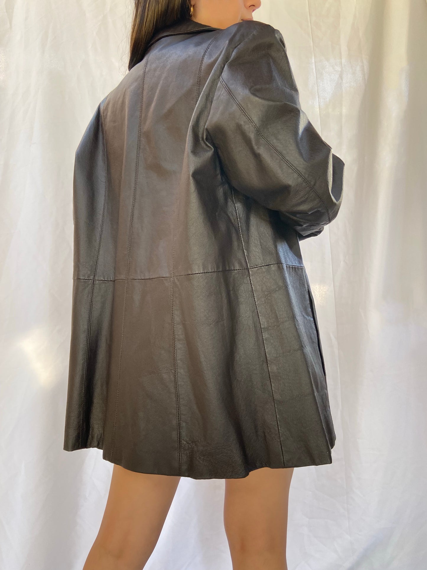Brown Dialogue Leather Jacket - Large