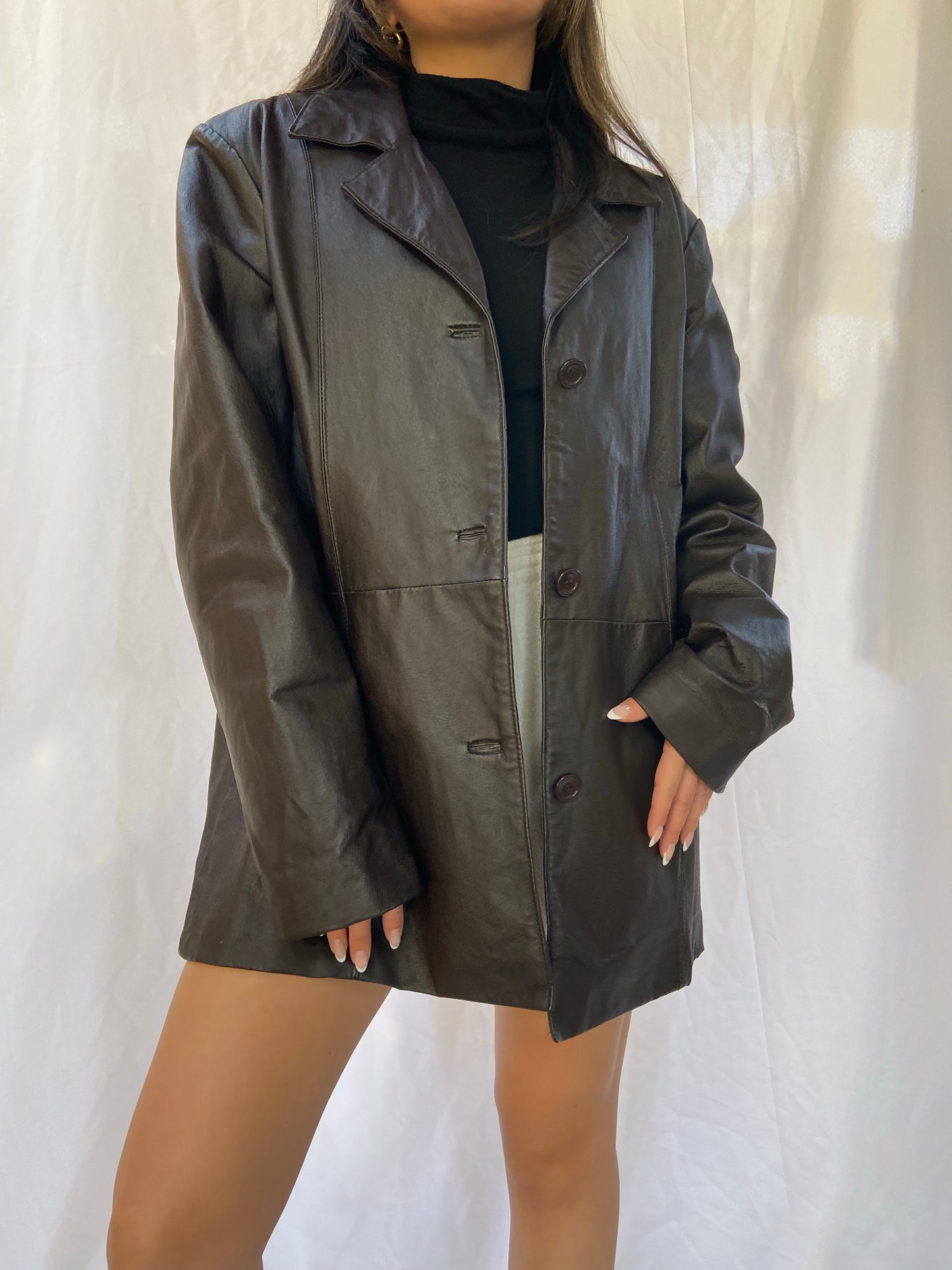 Brown Dialogue Leather Jacket - Large