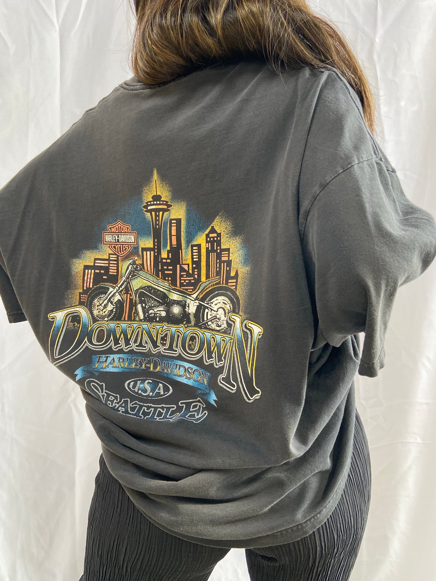 Black Downtown Seattle Harley Davidson Tee