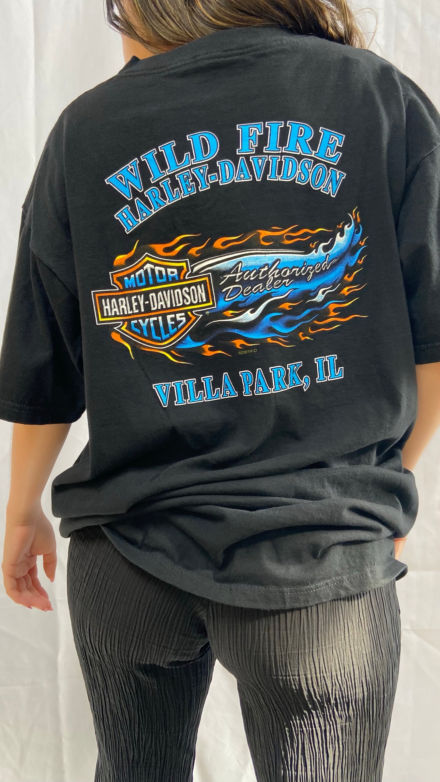 Black Wild Fire Harley Davidson Tee - XL