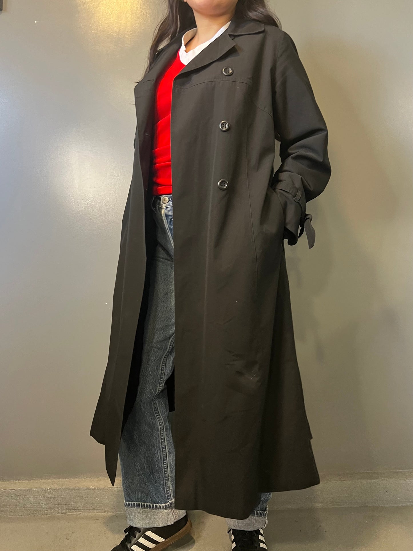 90's Roth-Le Cover Sport Black Trench Coat - S/M