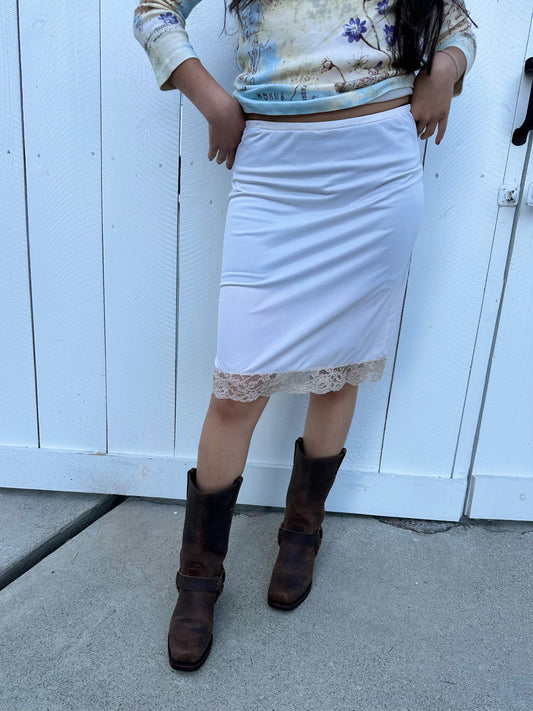 White/Beige Lace Slip Skirt - XS/S