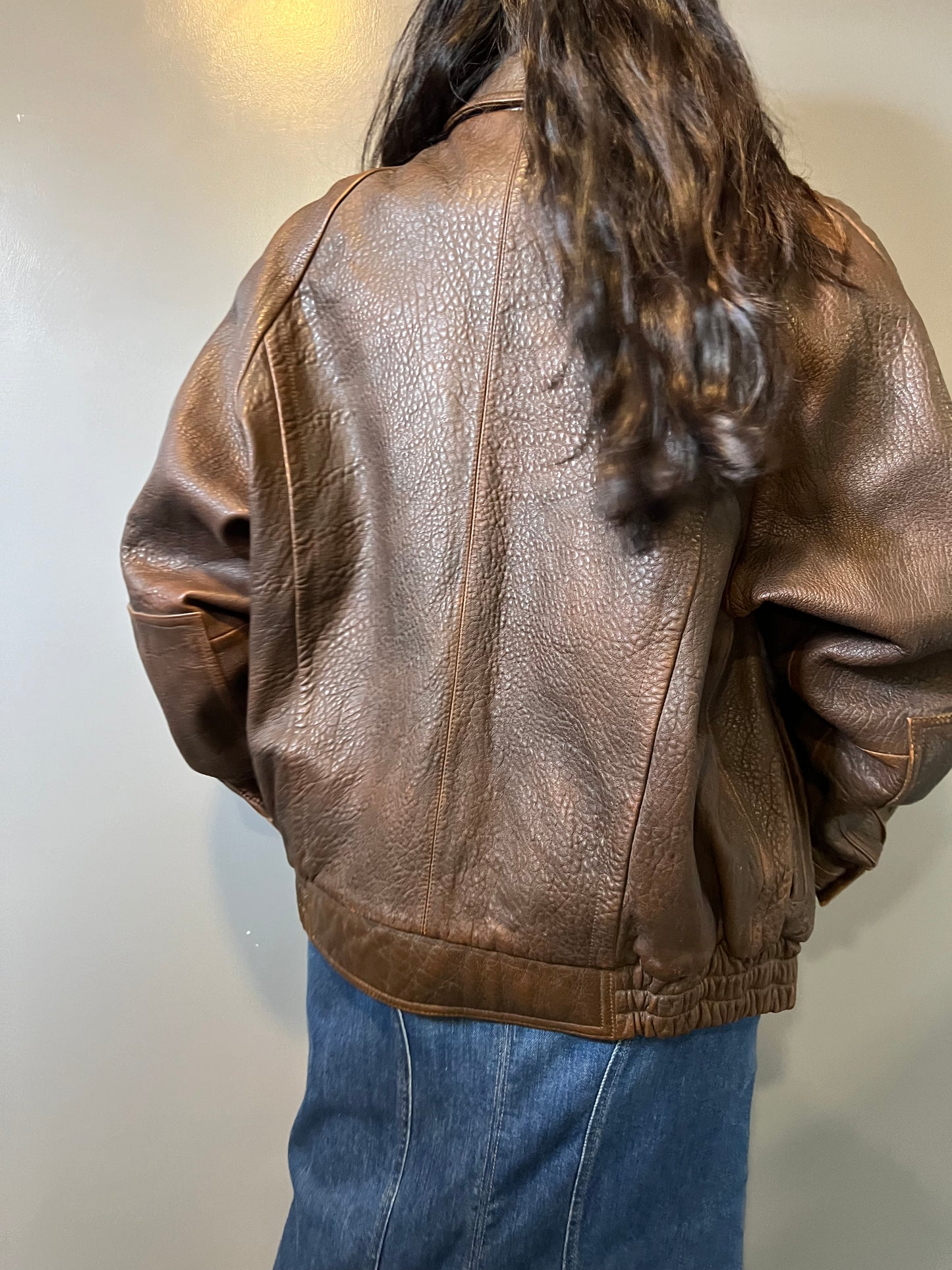 90's Brown Wilsons Leather Bomber Jacket - S/M