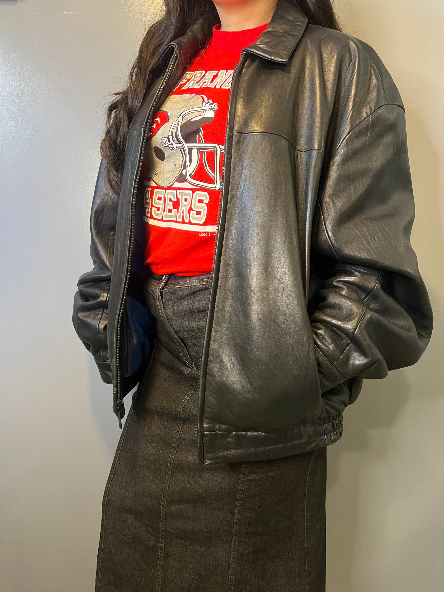 90's Wilsons Pelle Studio Leather Bomber Jacket - L