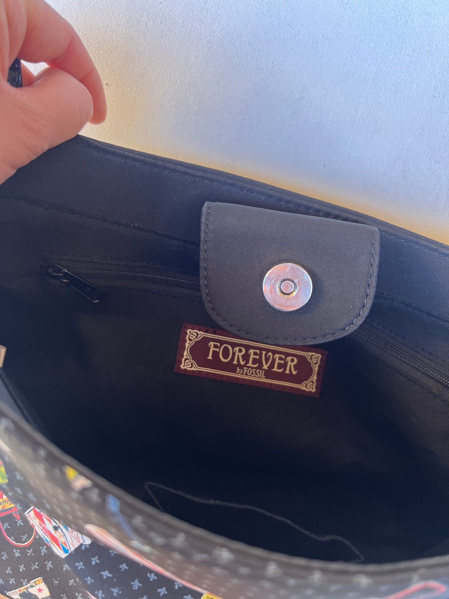 Forever by Fossil Printed Handbag - Black