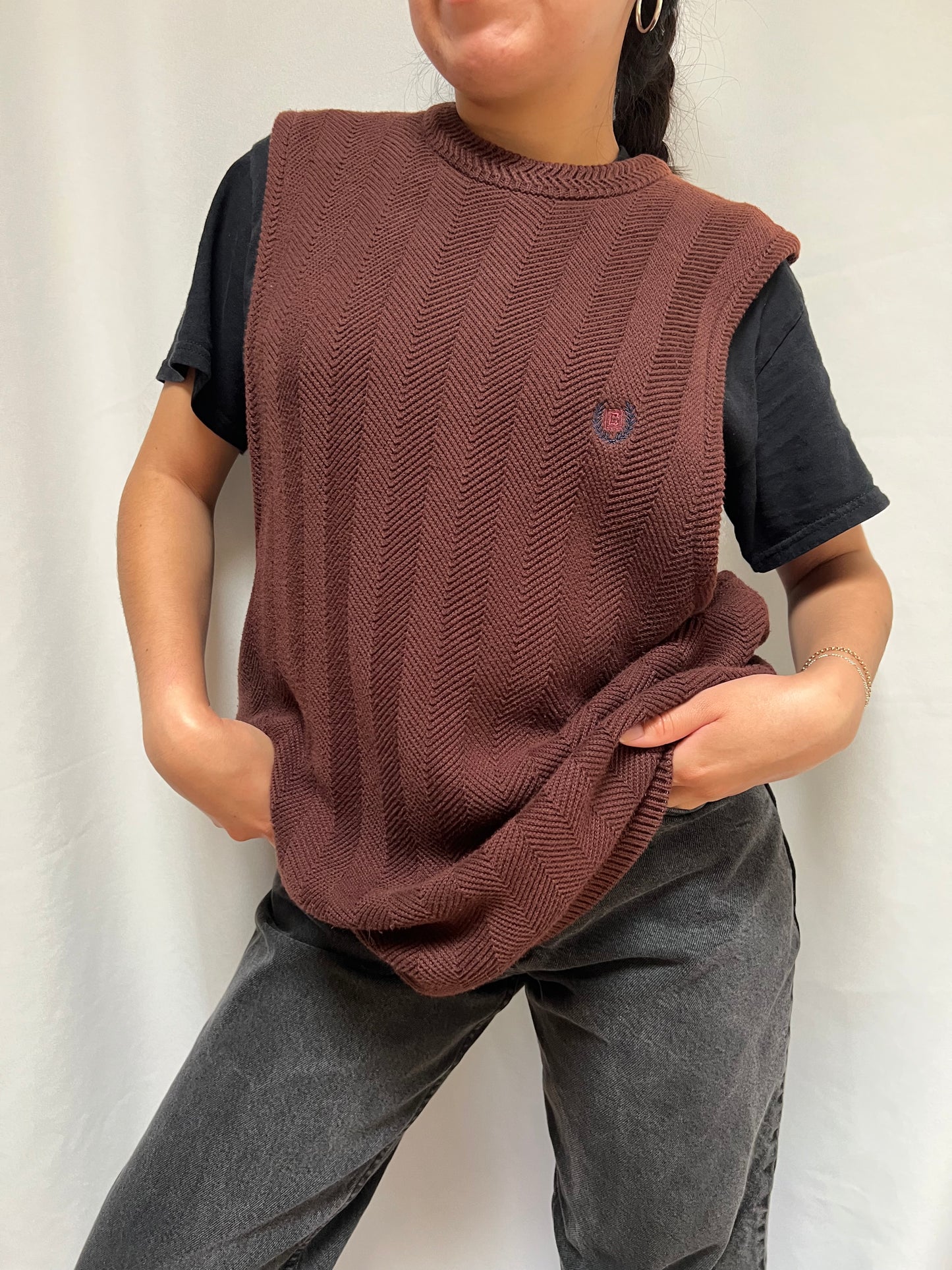 Brown Chaps Ralph Lauren Sweater Vest - L