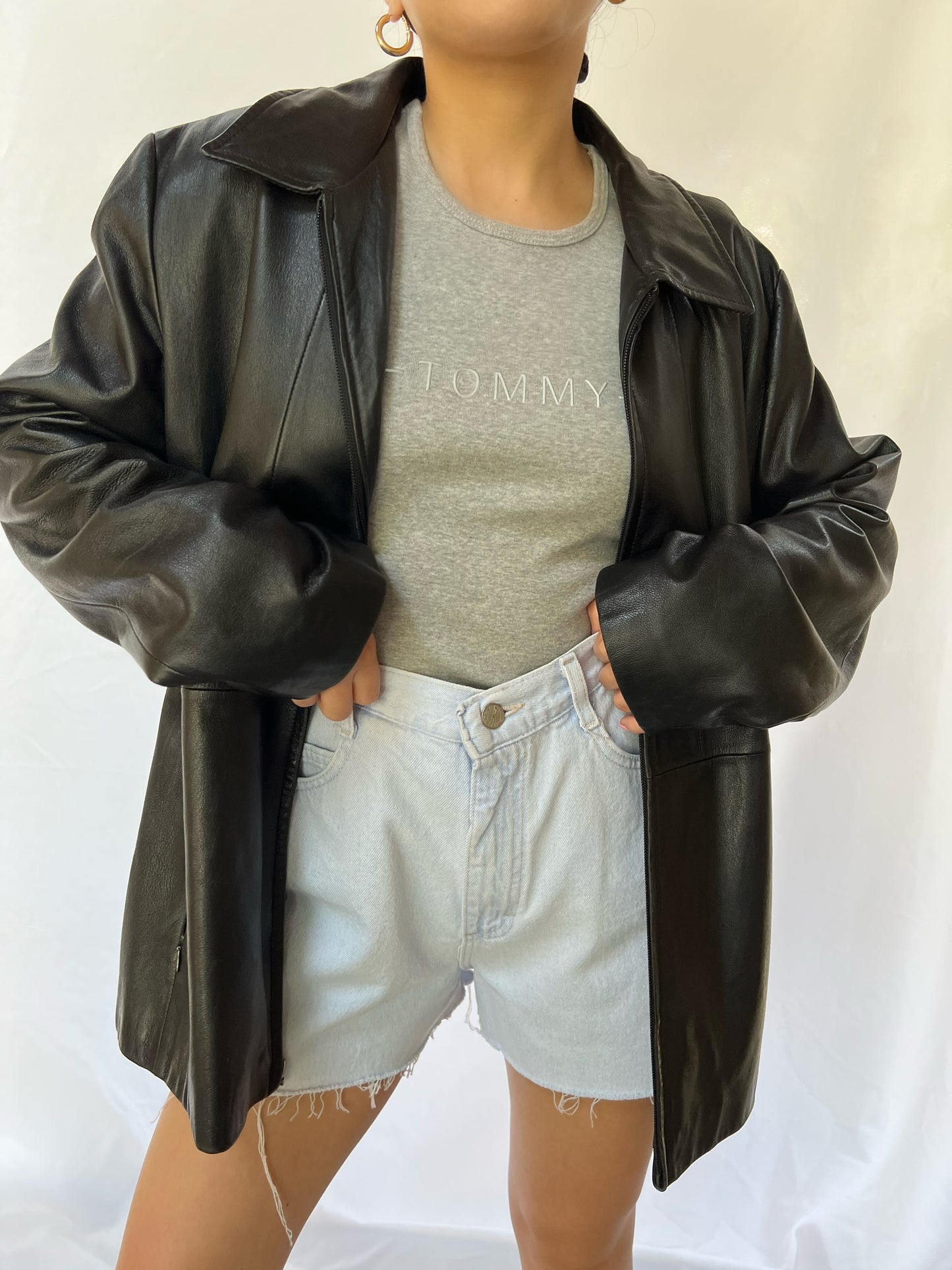 Black Wilsons Leather Zip Up Jacket - XL
