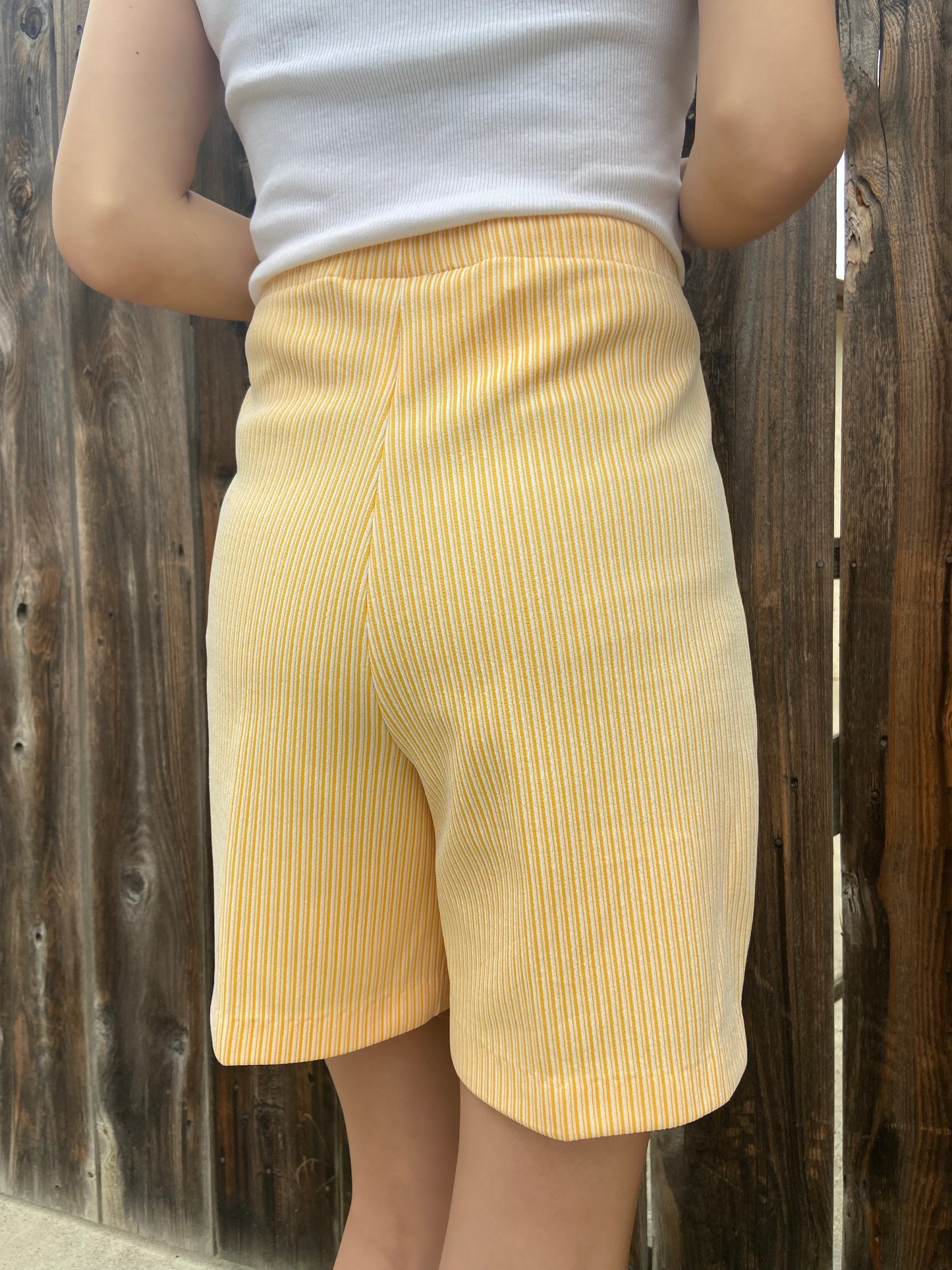 Yellow/White Striped Casual Shorts - 29"