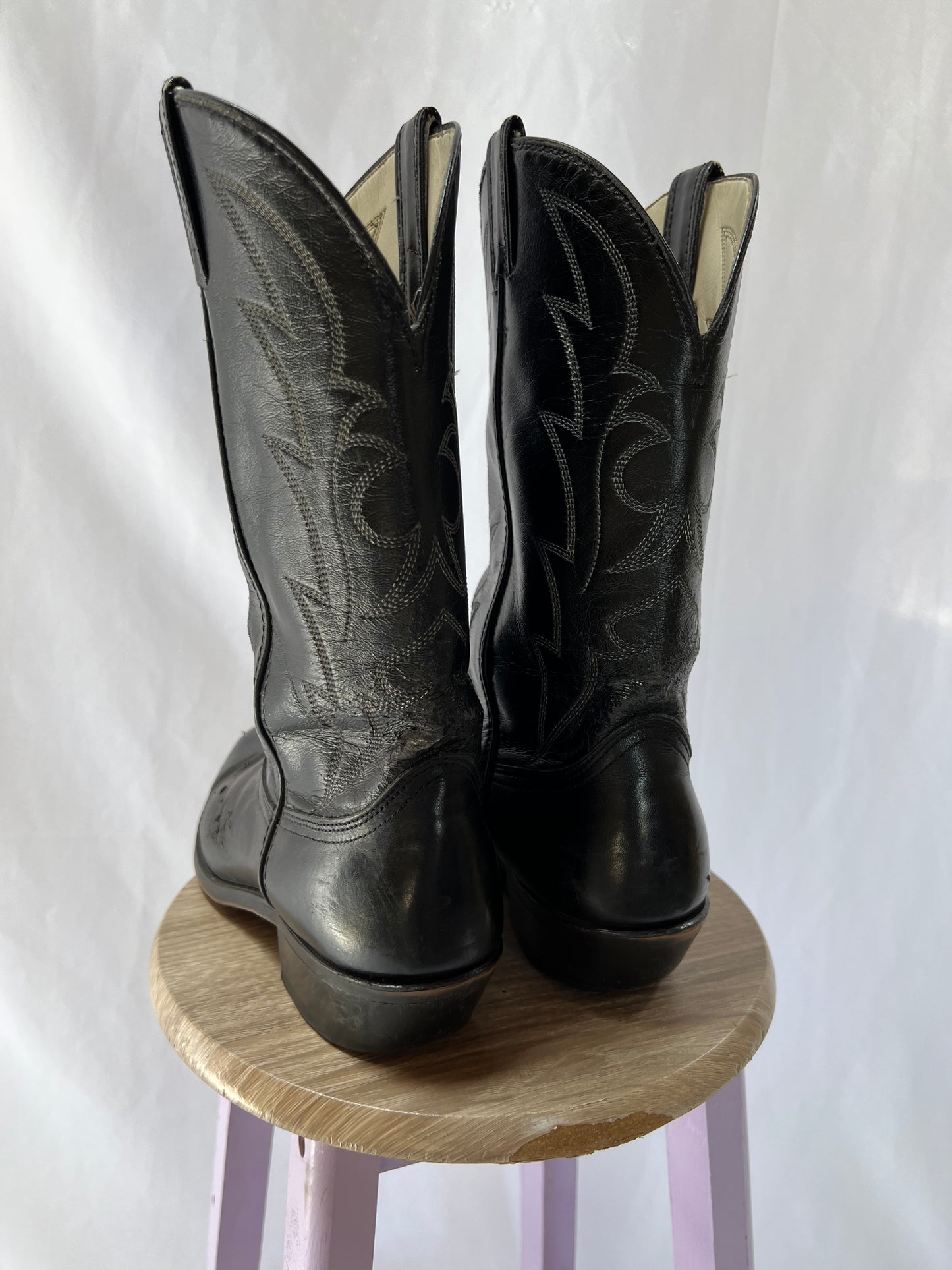 Black Leather Cowboy Boots - 8.5/9