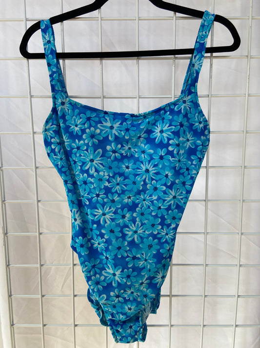 Blue Floral One-Piece Swimsuit - S/M