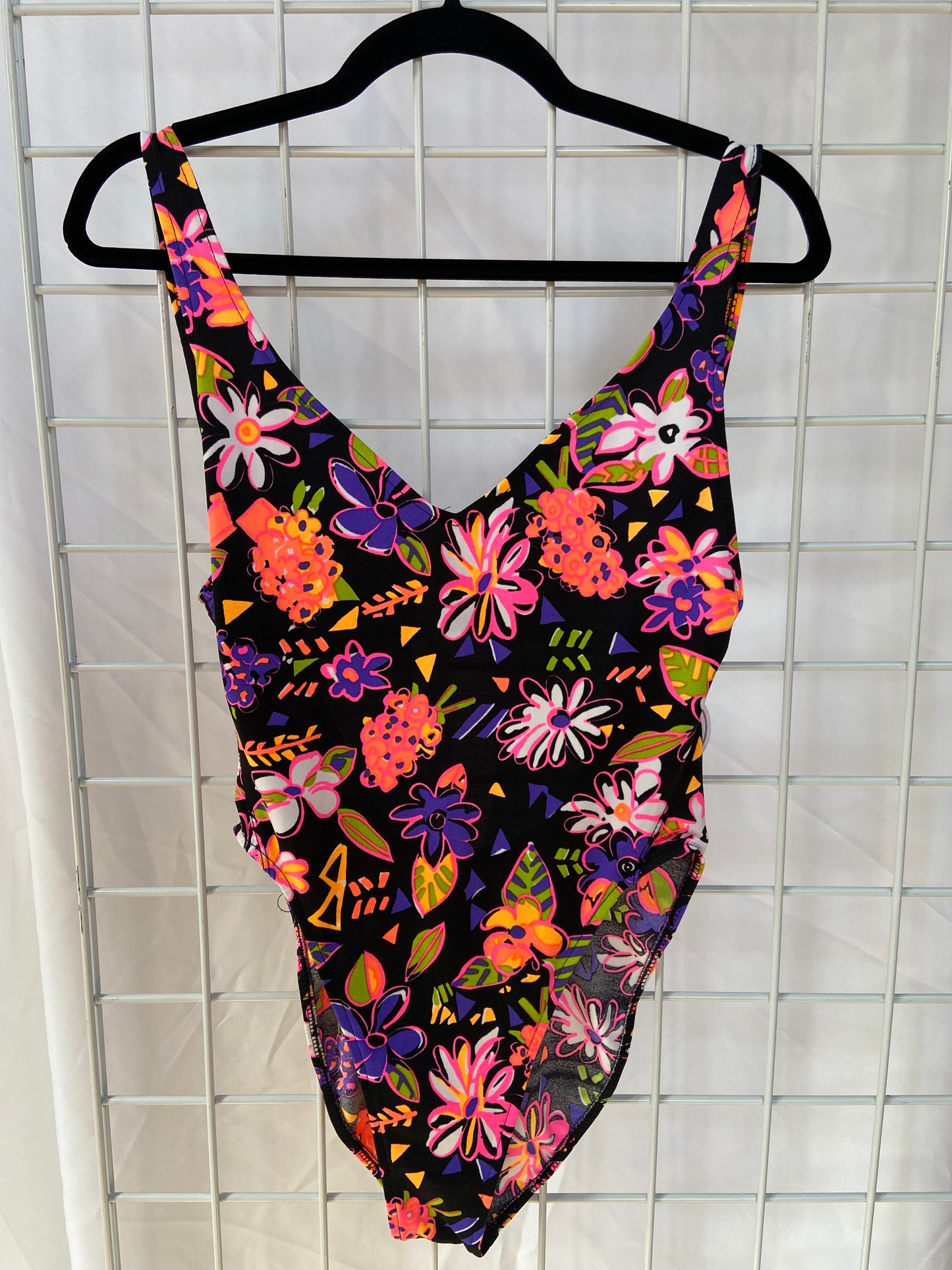 Black Printed One-Piece Swimsuit - S/M