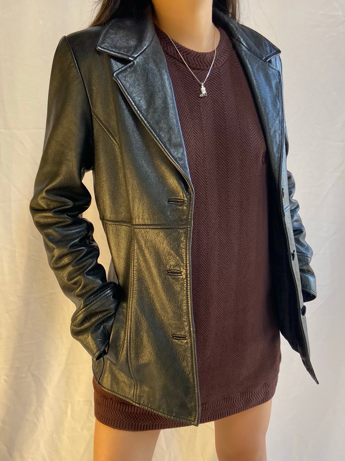 Black Wilsons Leather Jacket - Medium
