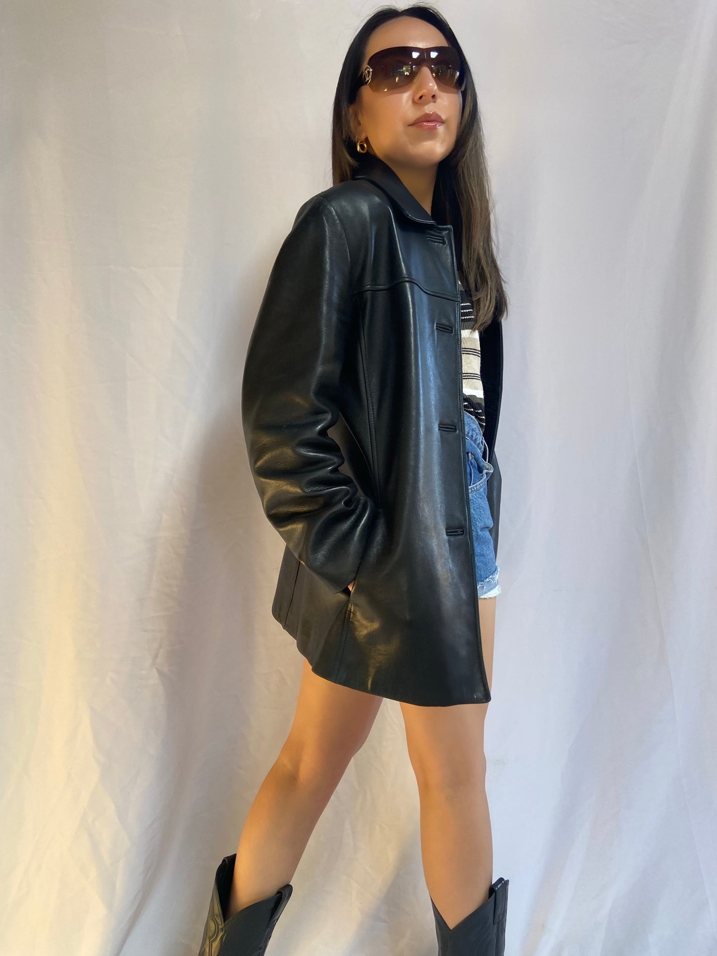 Black Marc New York Leather Jacket - Small