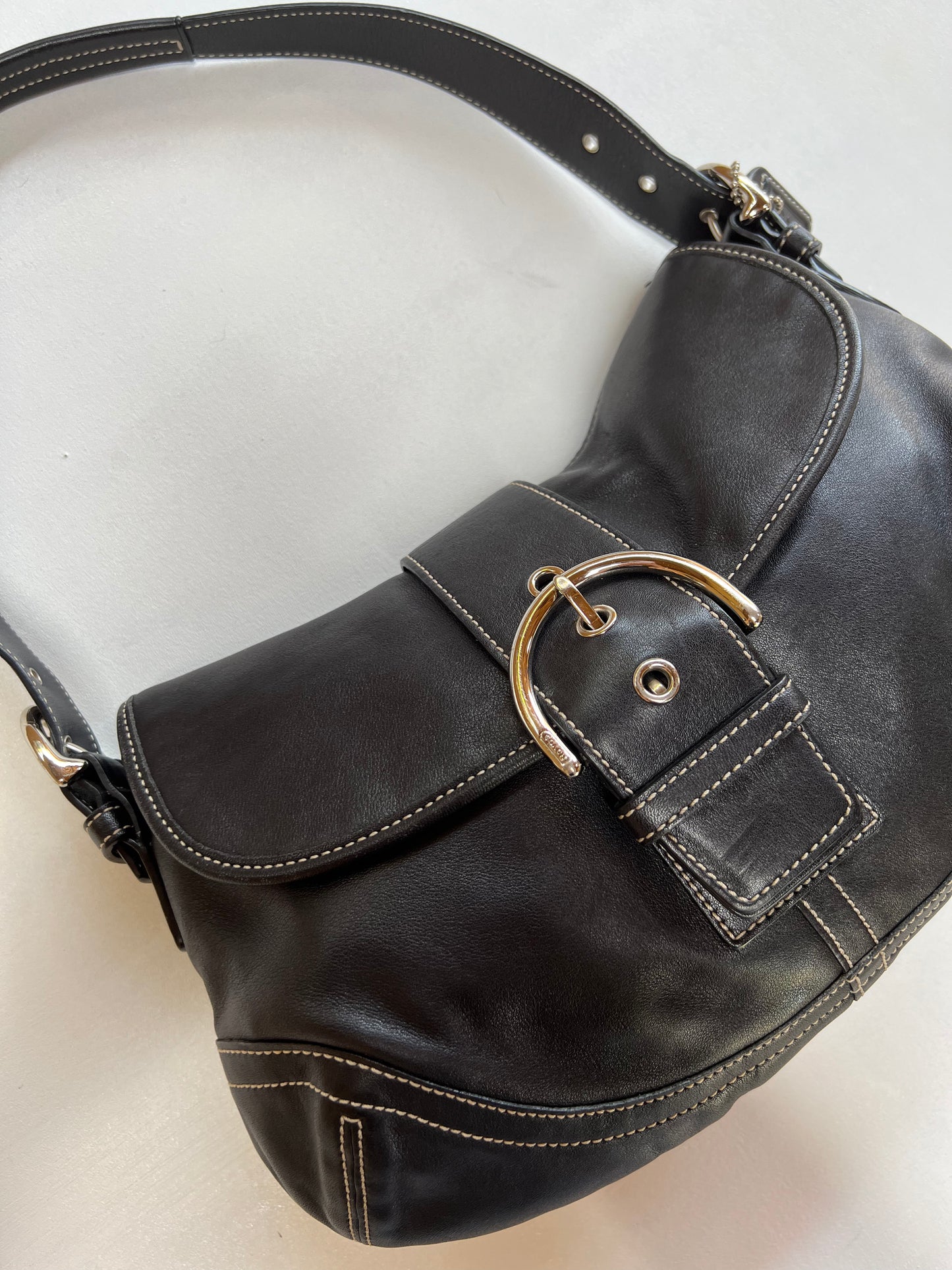 '05 COACH Leather Flap Bag - Black