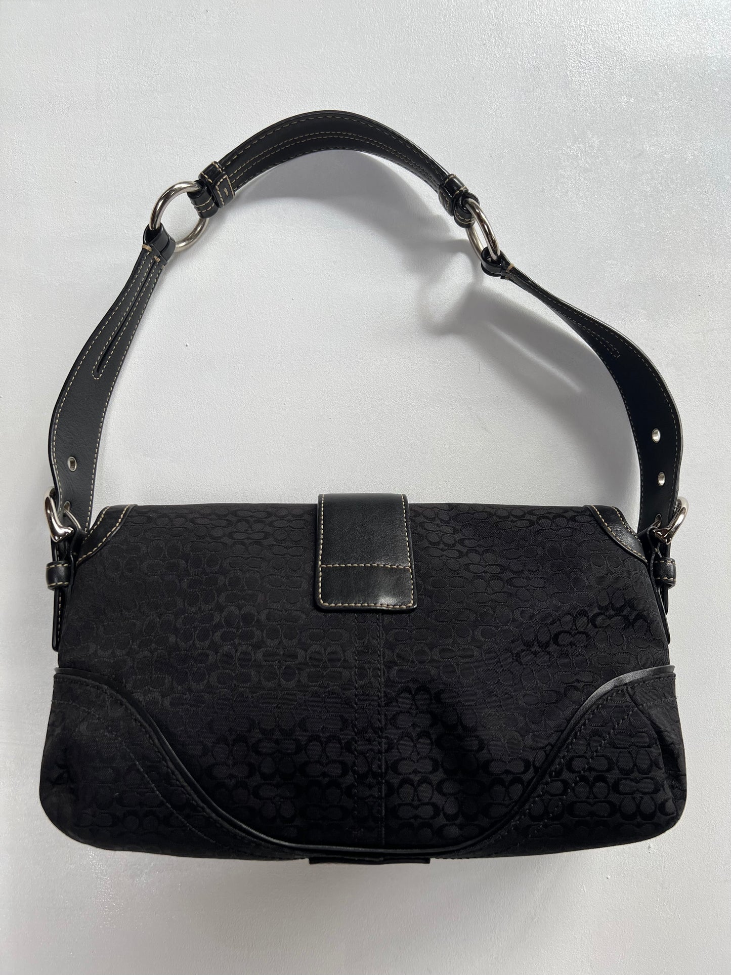 '05 COACH Soho Signature Canvas Buckle Handbag - Black