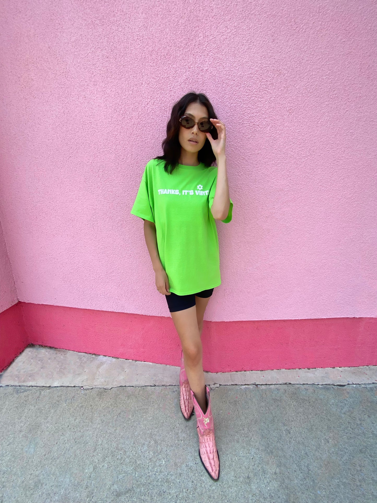 Thanks, It’s Vintage Tee - Lime/ White - Large
