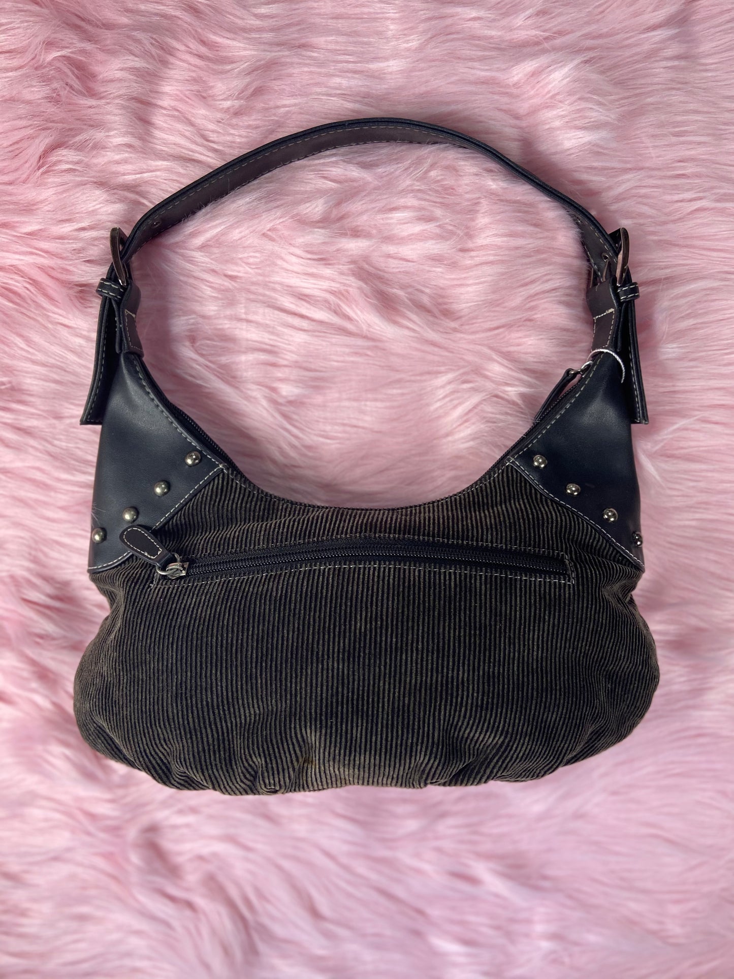 Black Leather and Corduroy Purse