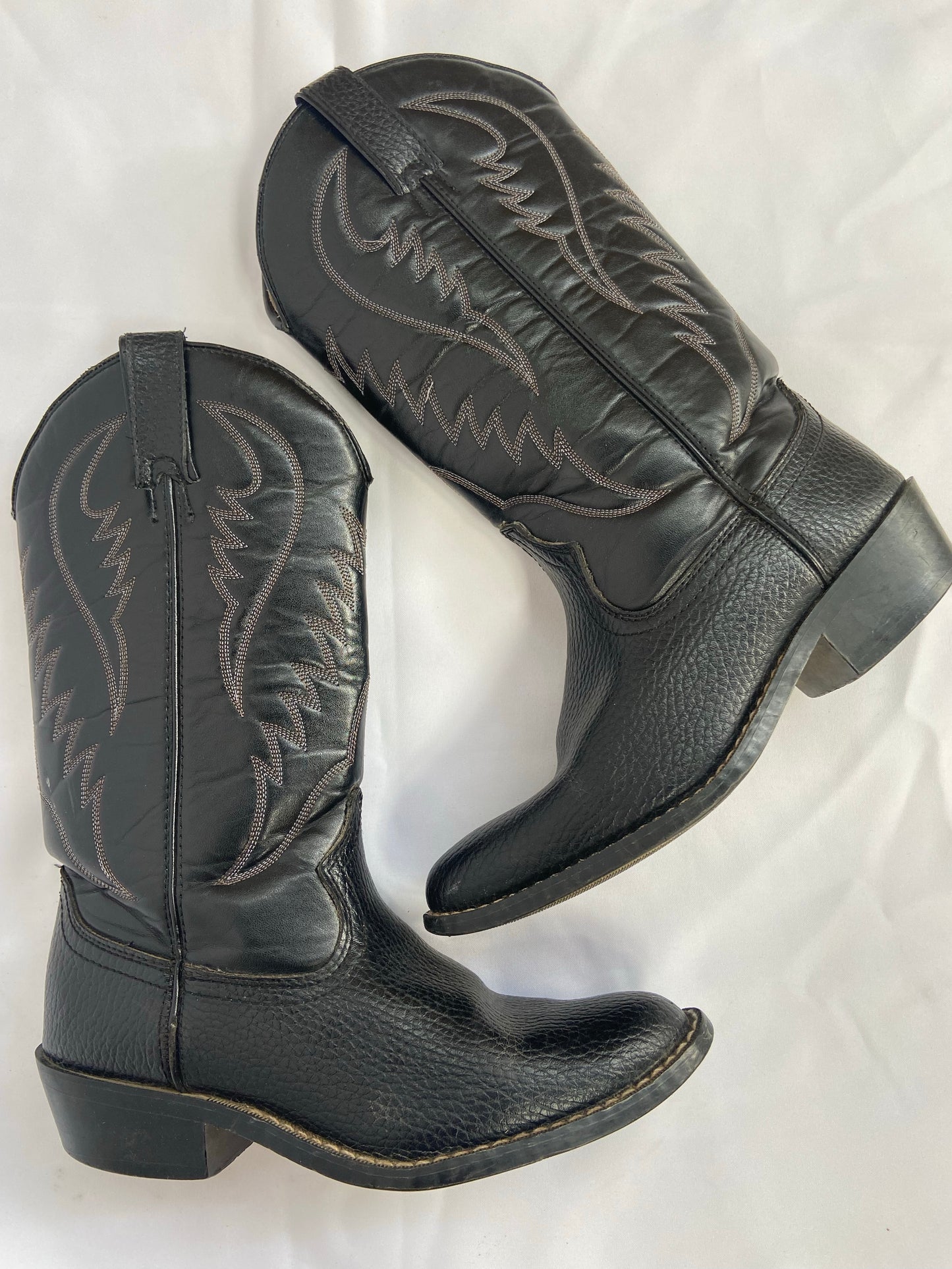 Black Contrast Stitch Cowboy Boots - 8.5/9
