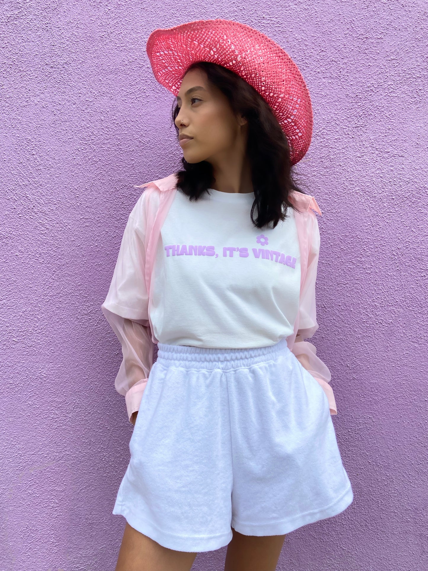 Thanks, It’s Vintage Tee - White/ Lilac - Large