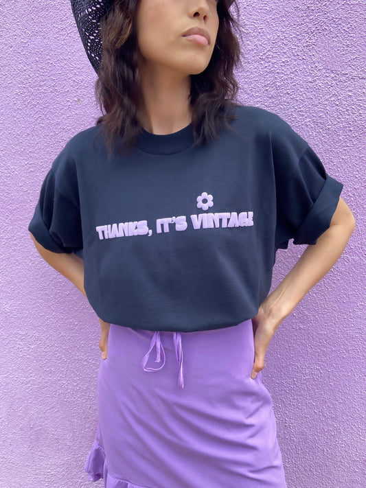 Thanks, It’s Vintage Tee - Black/ Lilac - XLarge