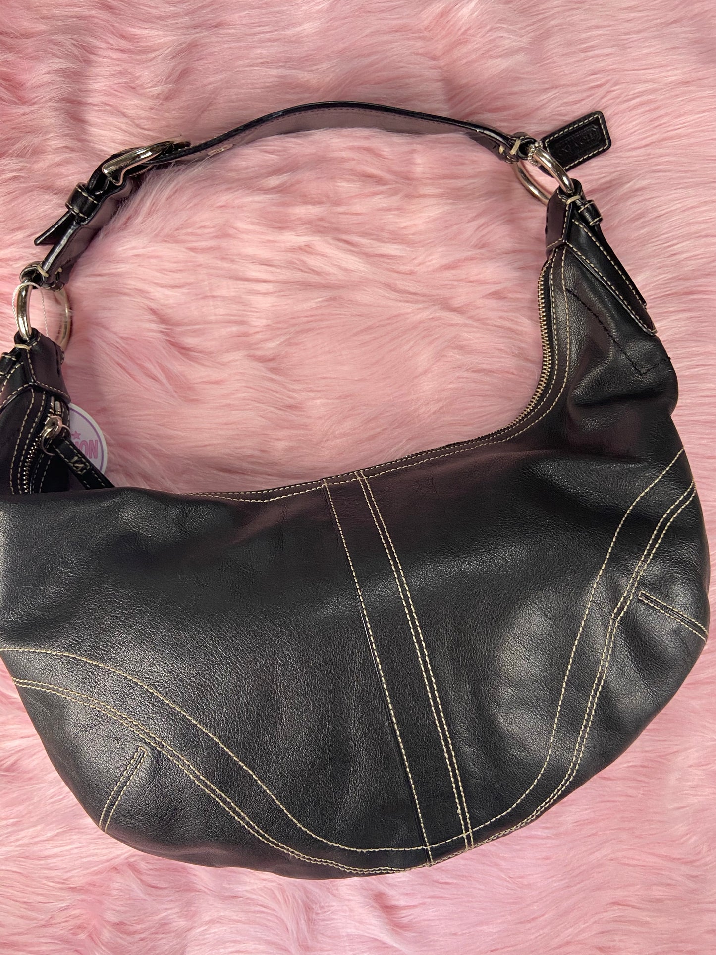 Black Leather Coach Shoulder Bag
