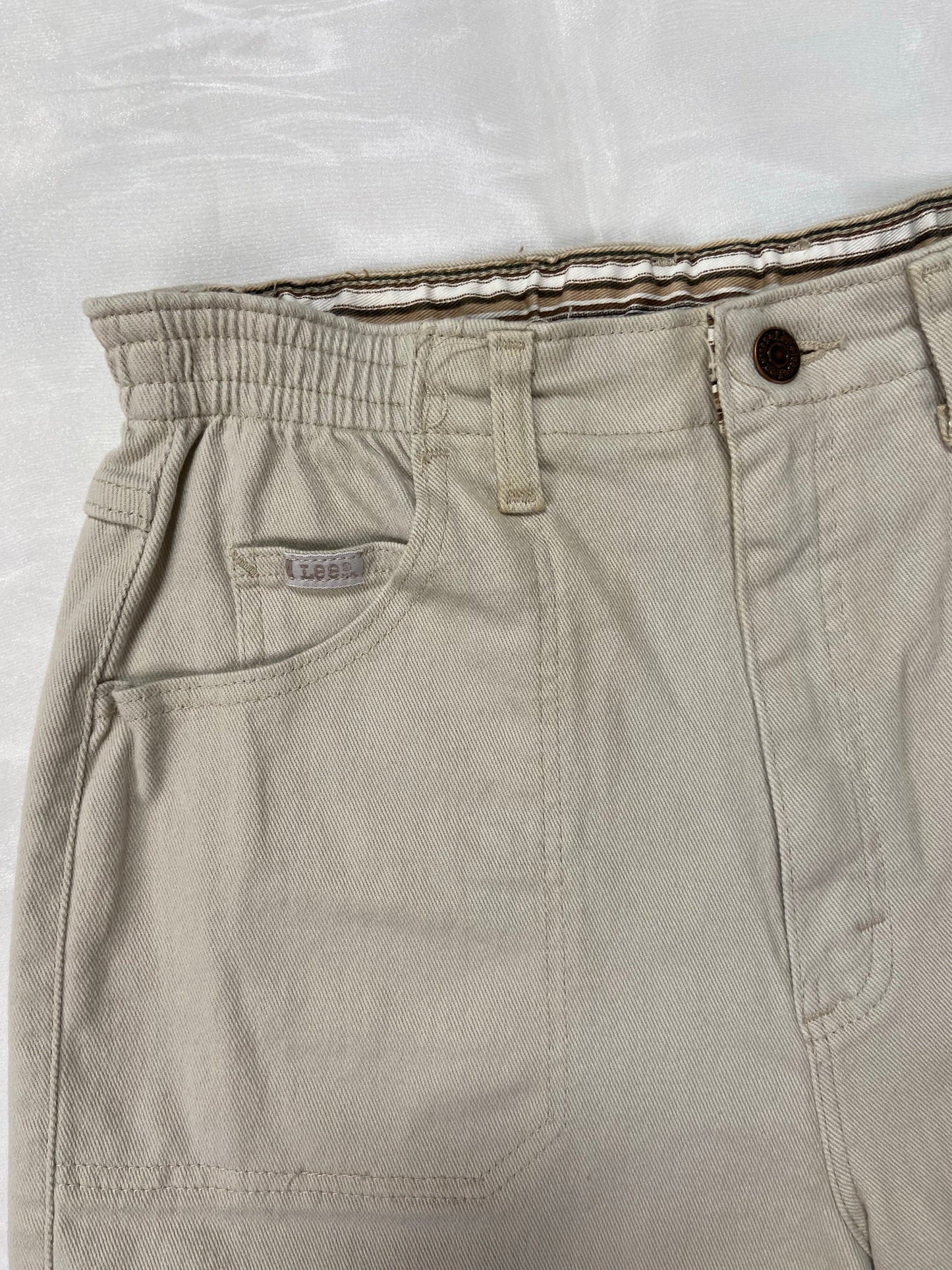Khaki Lee Elastic Denim Shorts - 29”