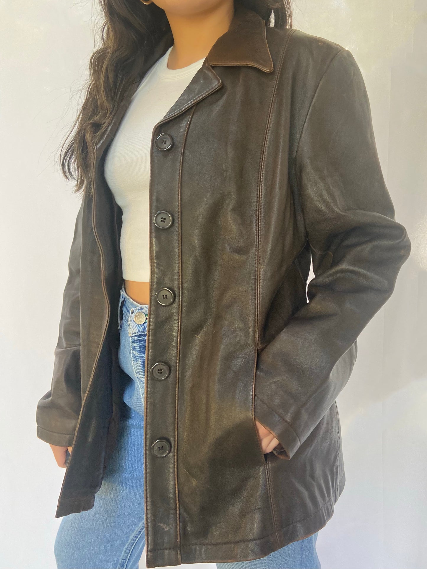 Brown Leather Jacket - L