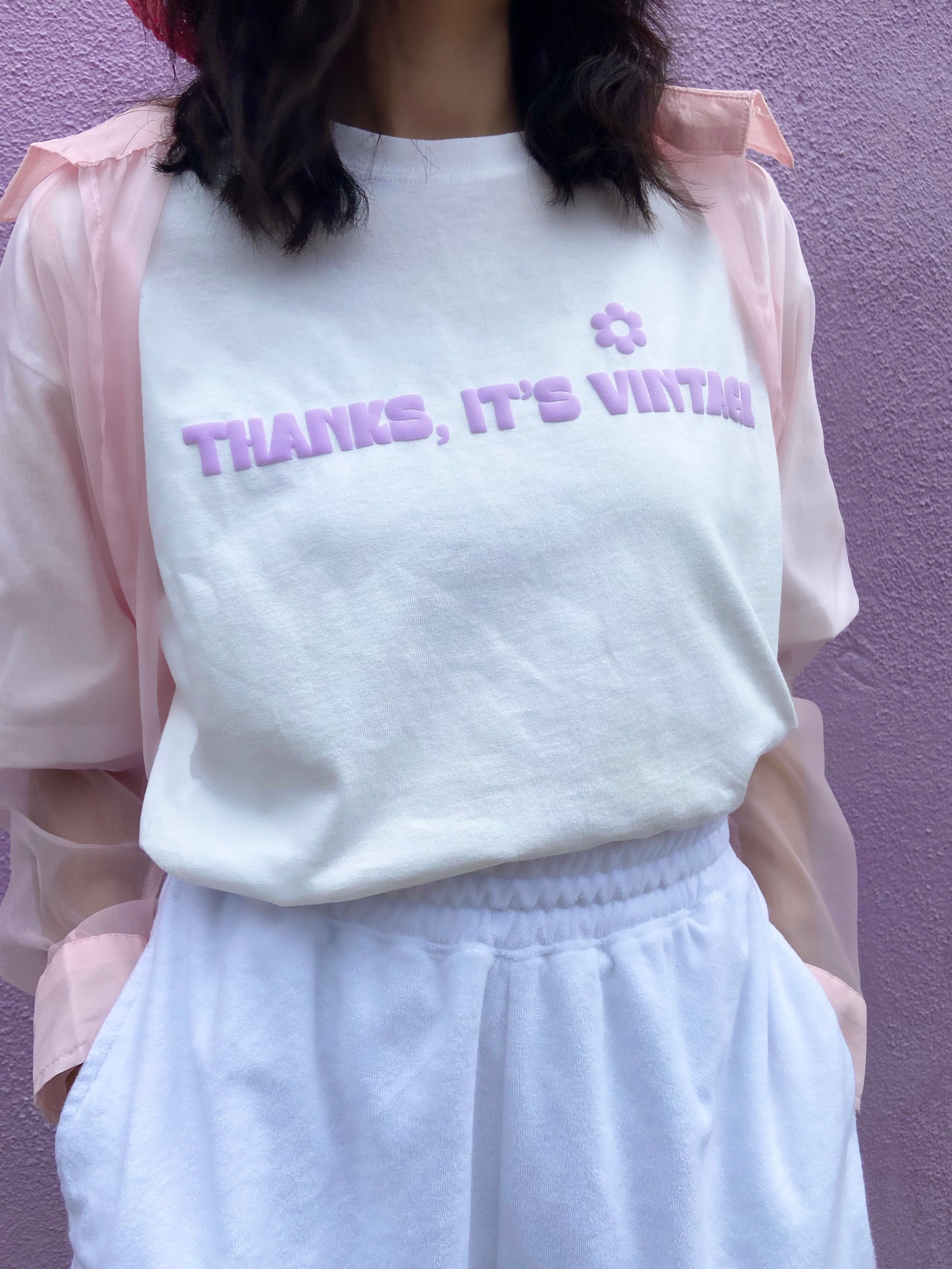Thanks, It’s Vintage Tee - White/ Lilac - Large