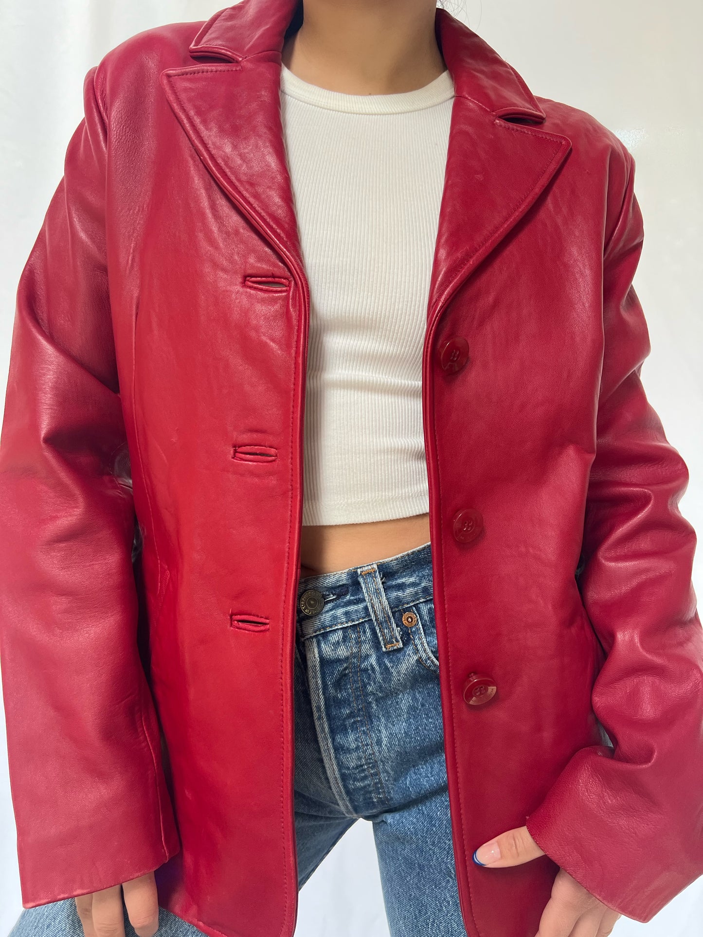 Wilsons Red Leather Jacket - M